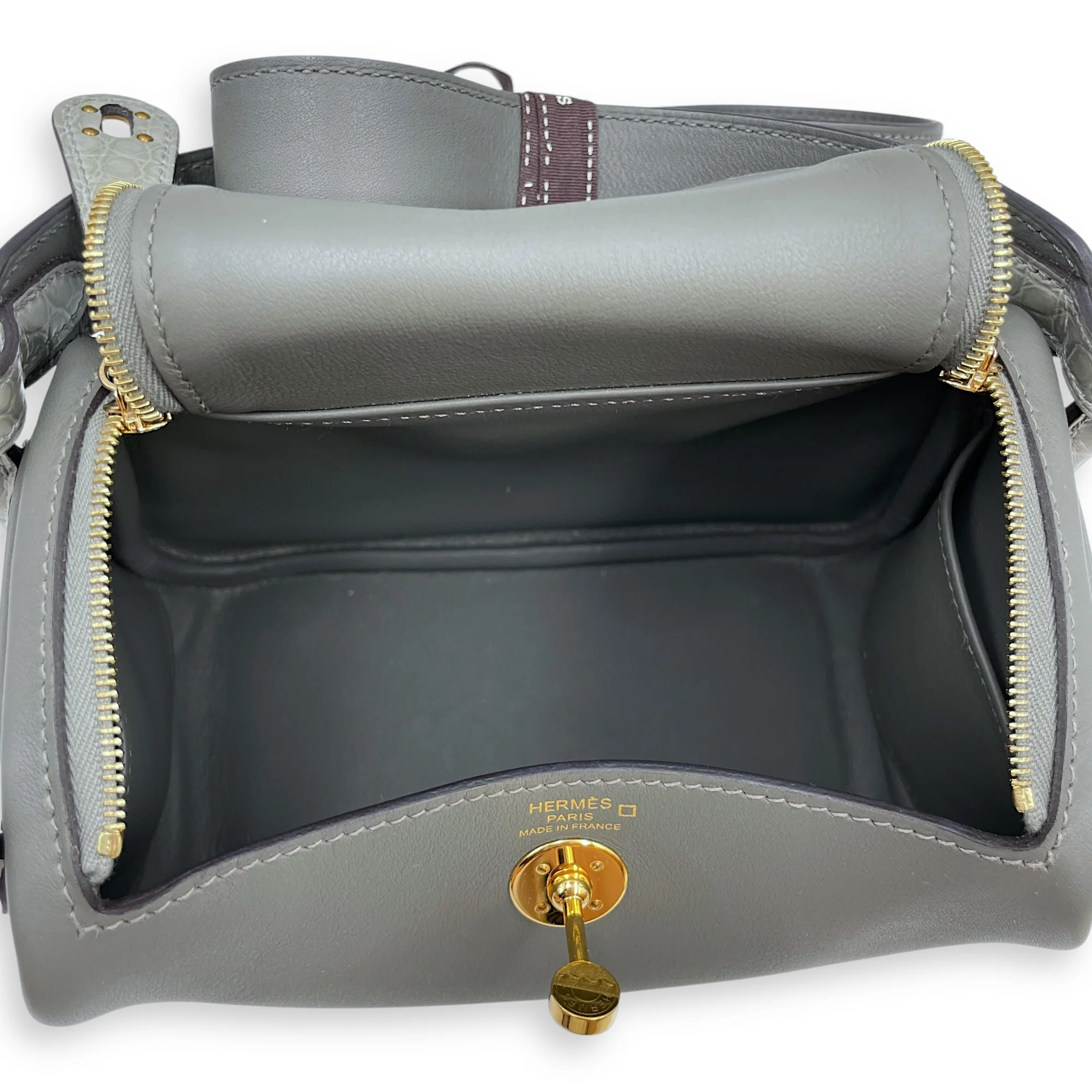 Lindy Touch Mini Gris Meyer/Gris Perle in Swift/Matte Alligator, Gold hardware