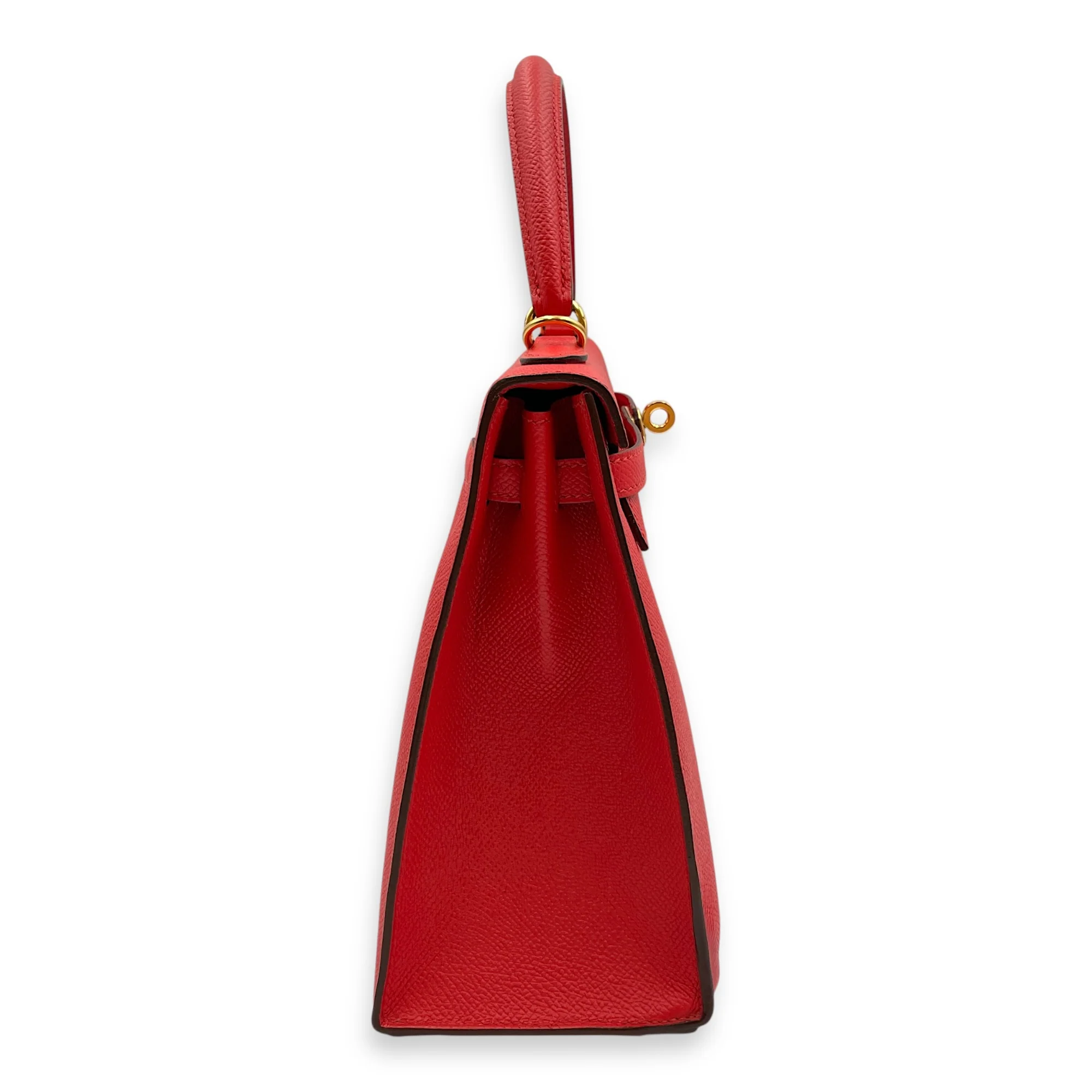 Sellier Kelly 25 Rouge Tomate in Epsom, Gold hardware