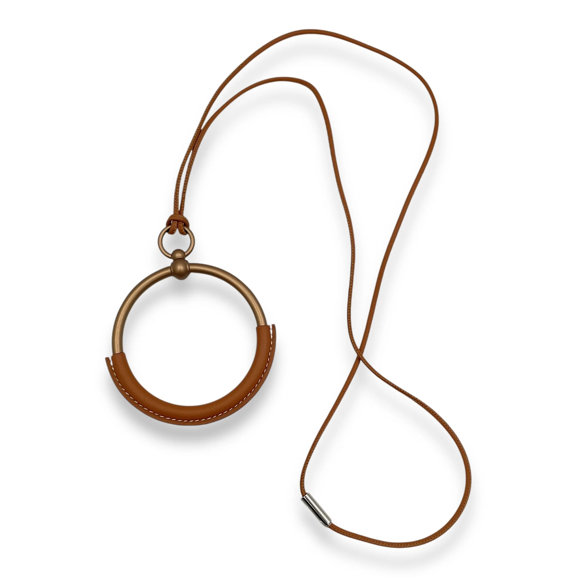 Loop Gold Necklace in Swift, Brass hardware