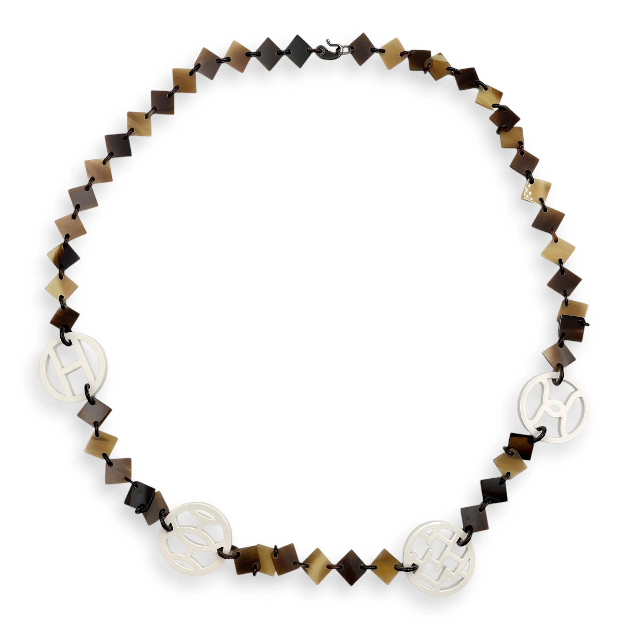 Lena Brown Necklace, Horn/Lacquer hardware