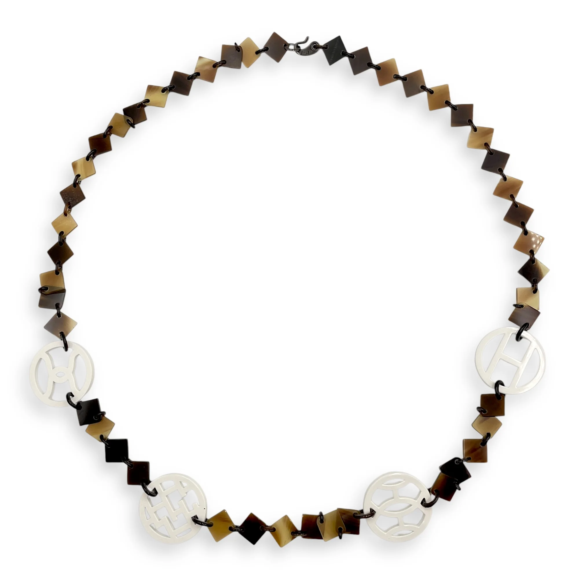 Lena Brown Necklace, Horn/Lacquer hardware