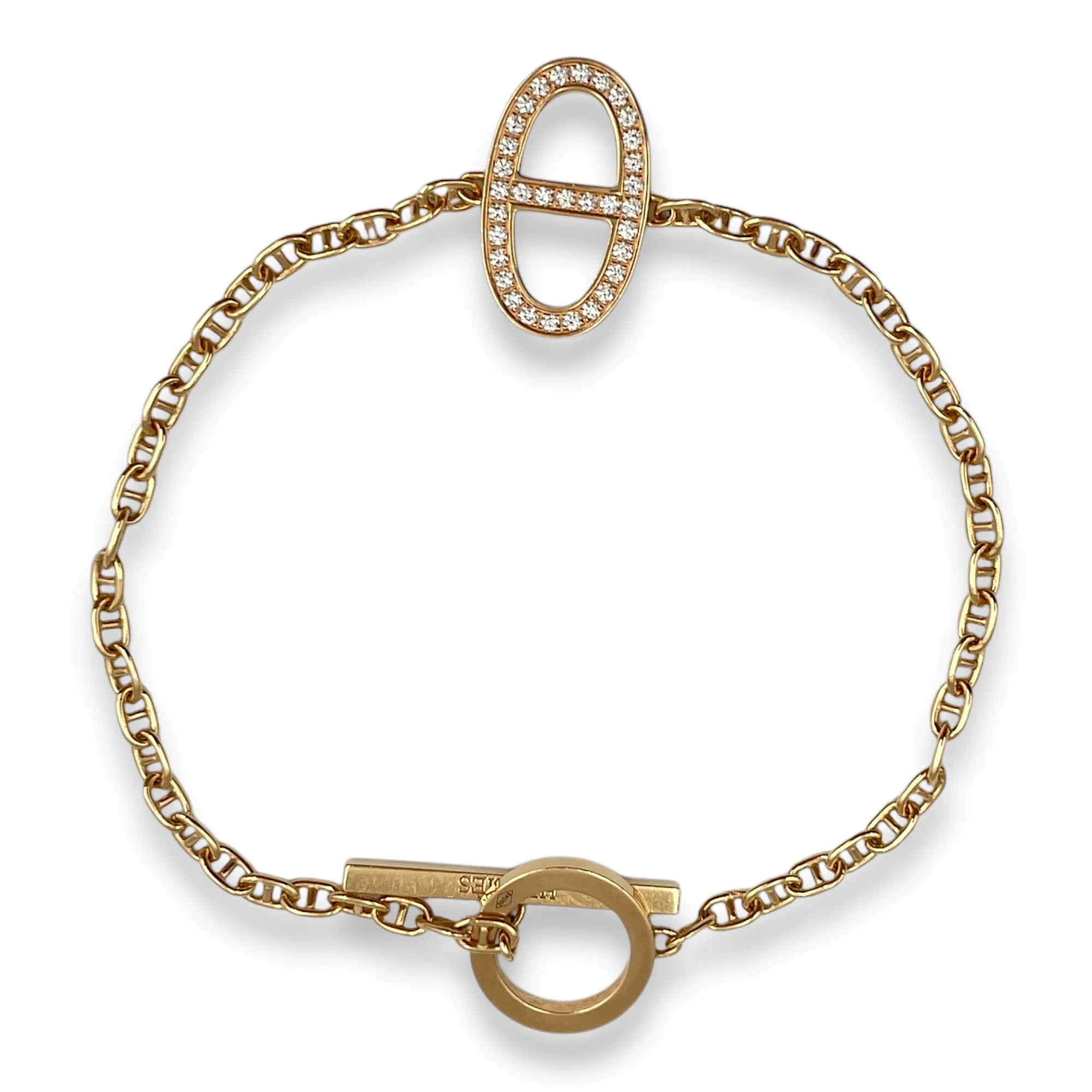 Chaine D'ancre Contour SH Diamond Bracelet in Rose Gold Hardware