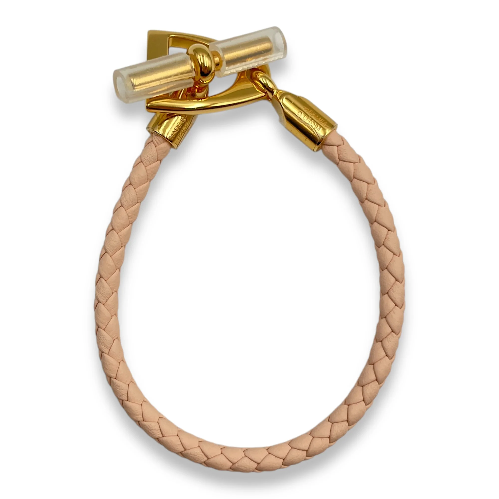 Etrier T1 Rose Eglantine Bracelet in Swift, Gold hardware