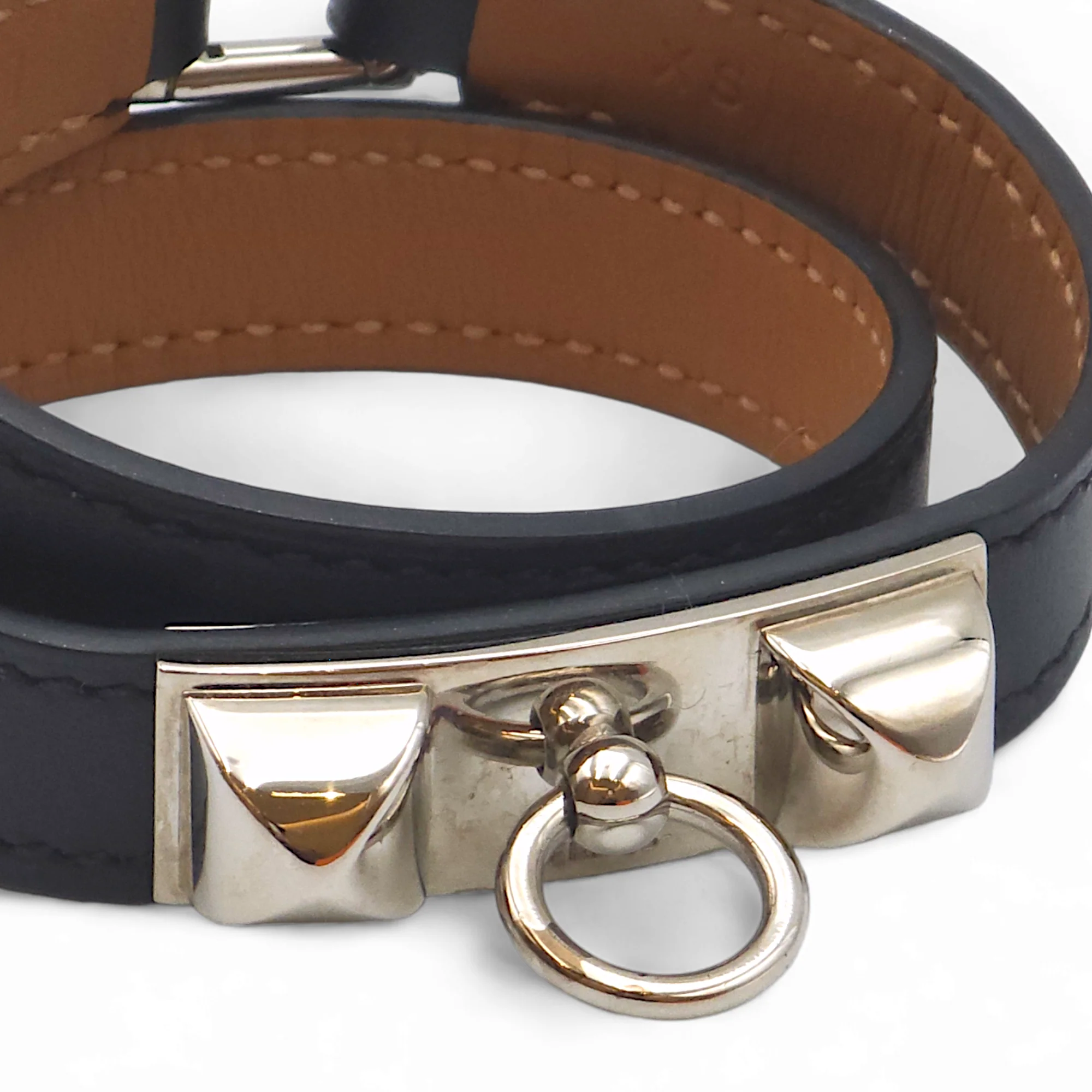 Rivale Double Tour Extra Small Black Bracelet in Swift, Palladium hardware