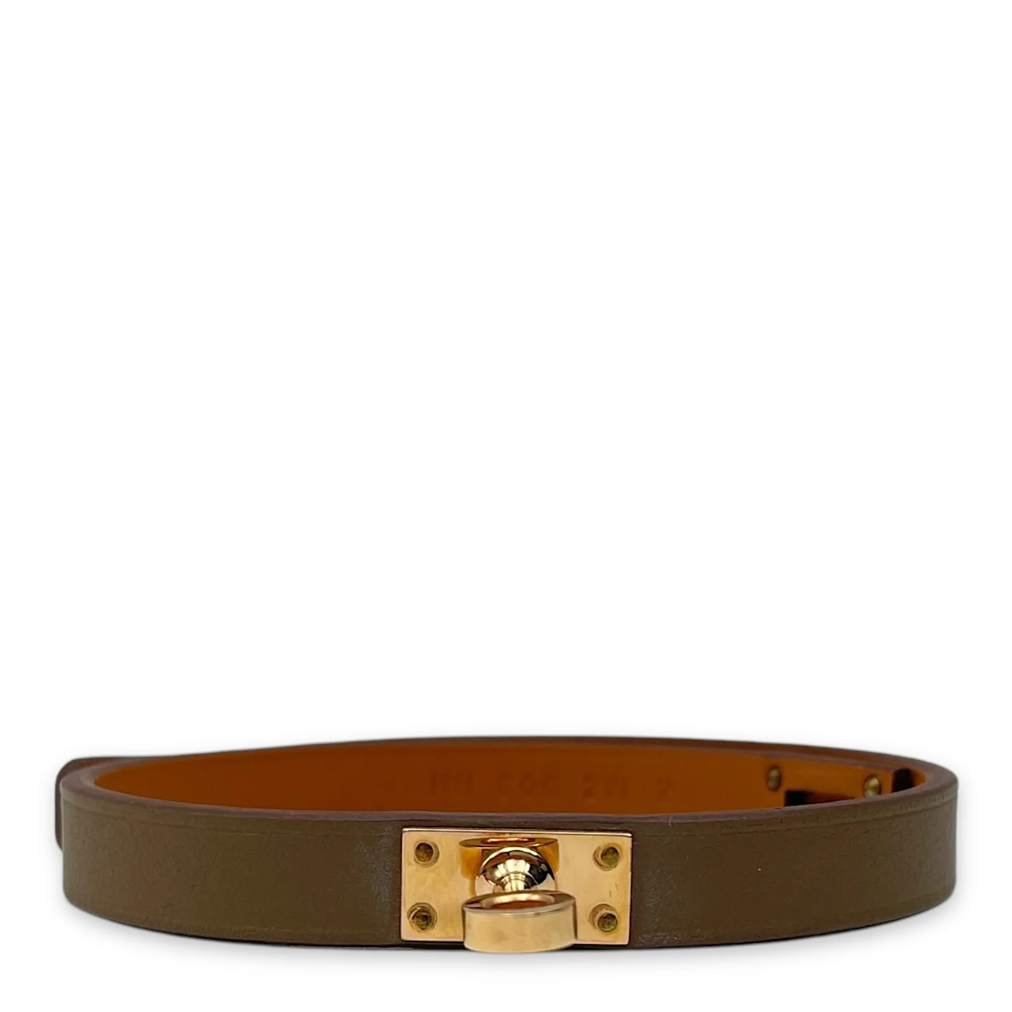 Mini Kelly Double Tour T1 Etoupe Bracelet in Swift, Rose Gold hardware
