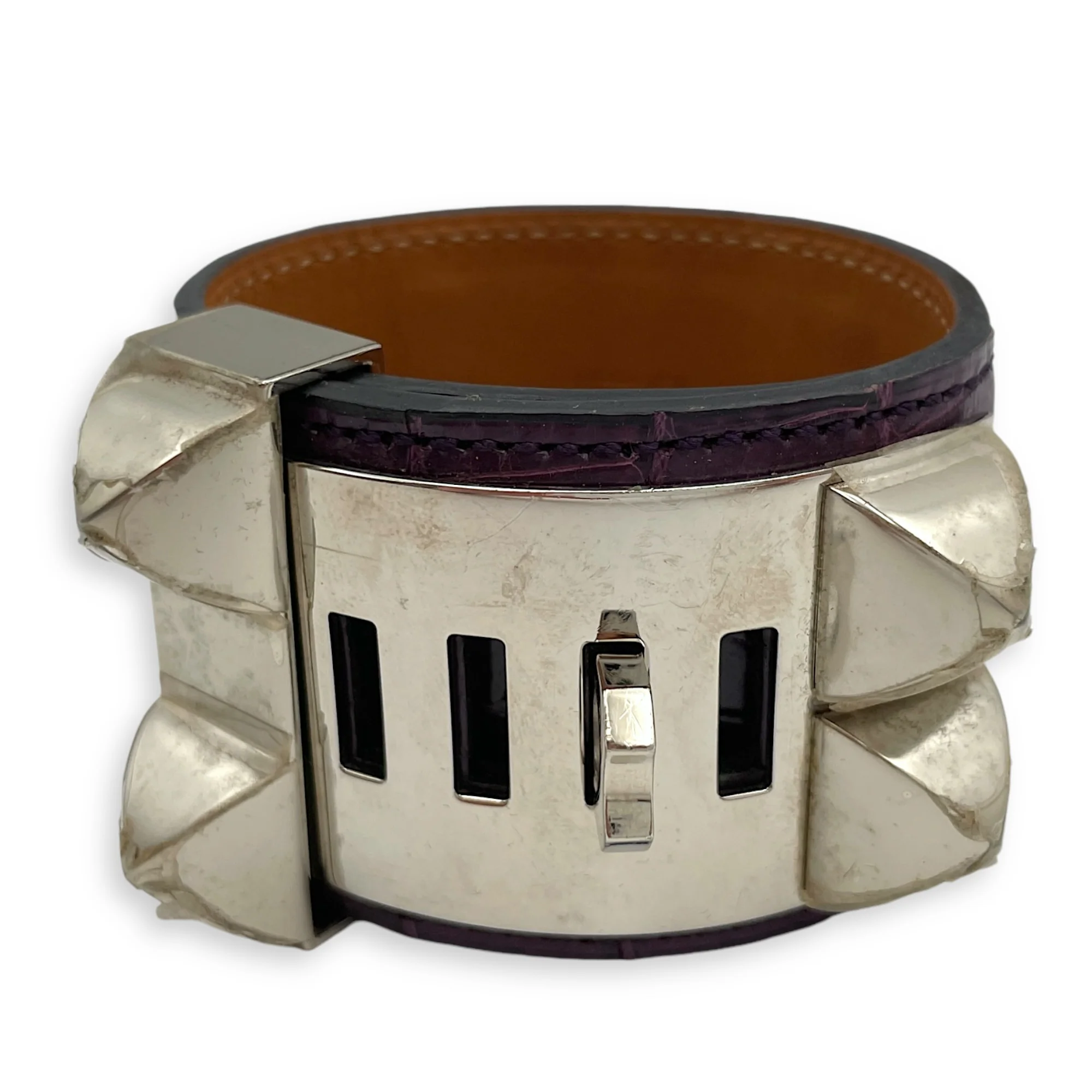 CDC Sz: S Amethyst Bracelet in Matte Alligator, Palladium hardware