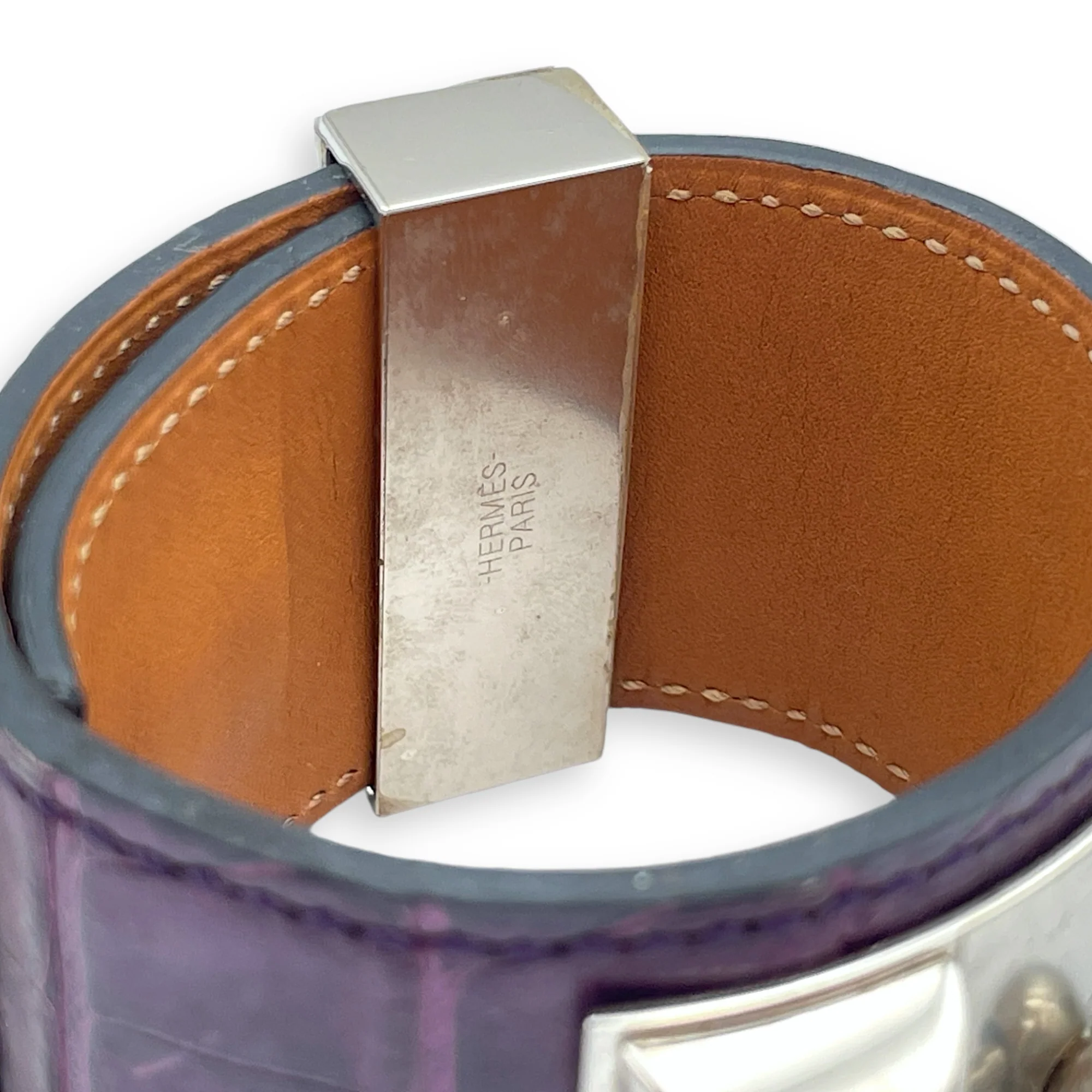 CDC Sz: S Amethyst Bracelet in Matte Alligator, Palladium hardware