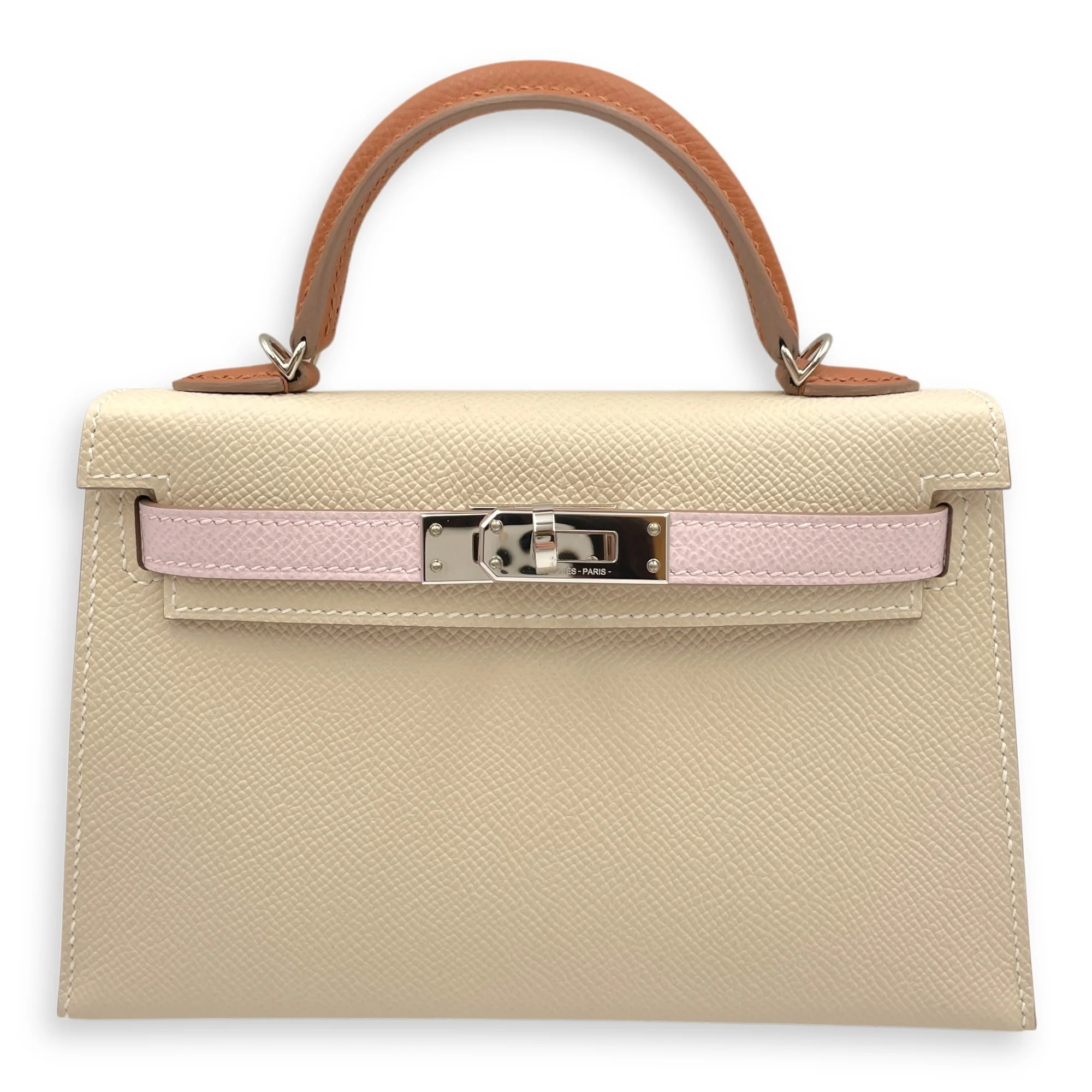 Tricolor Sellier Kelly 20 Craie/Gold/Mauve in Epsom, Palladium hardware