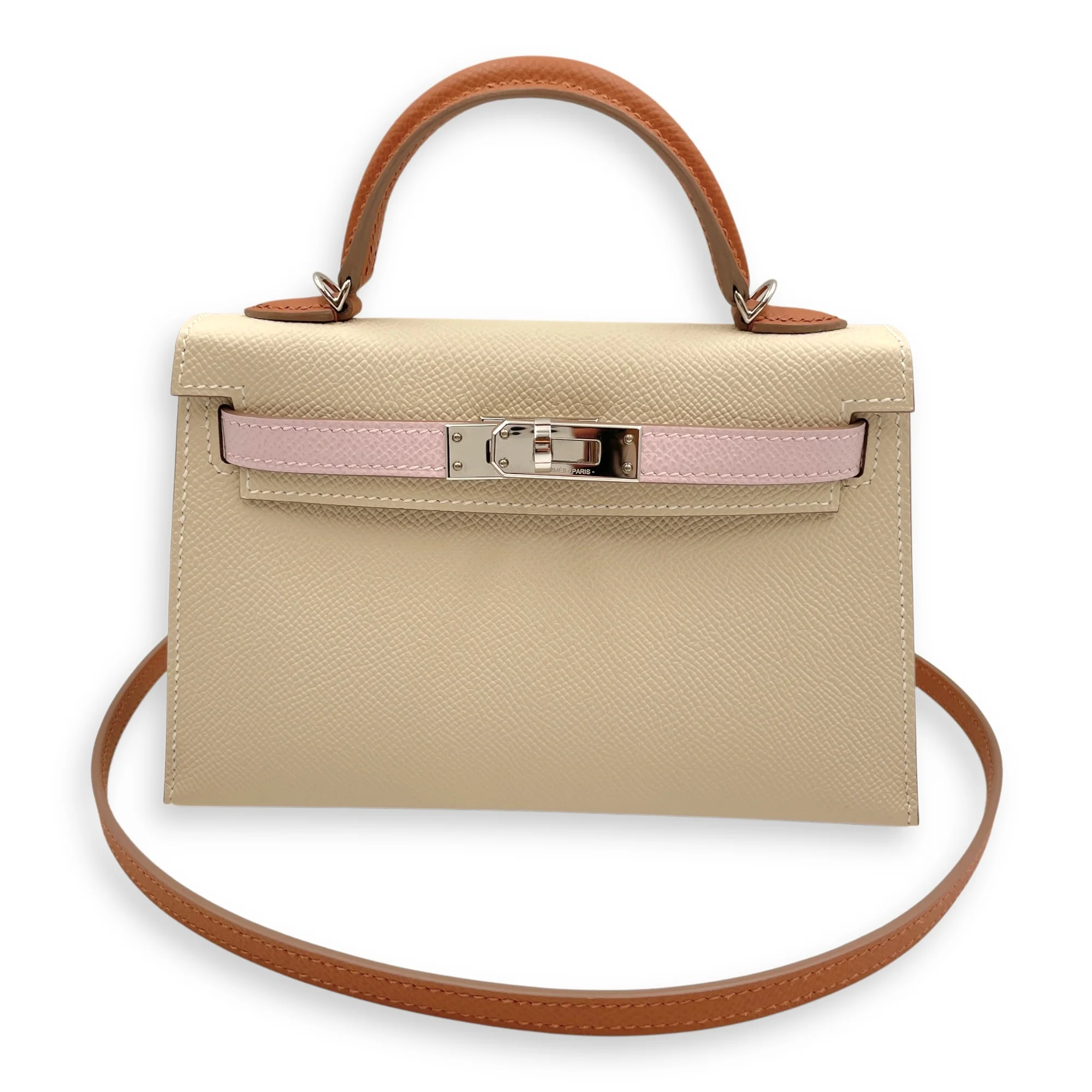 Tricolor Sellier Kelly 20 Craie/Gold/Mauve in Epsom, Palladium hardware