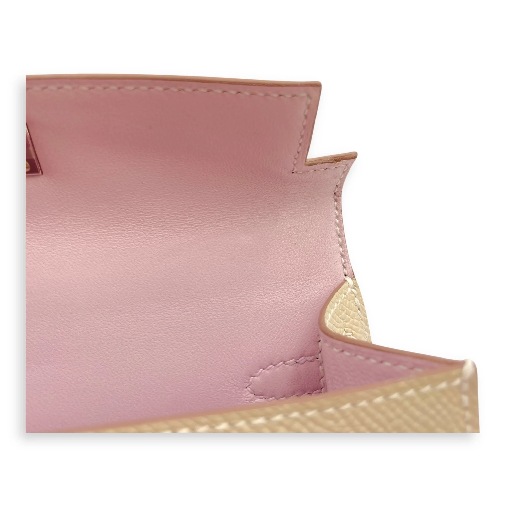 Tricolor Sellier Kelly 20 Craie/Gold/Mauve in Epsom, Palladium hardware
