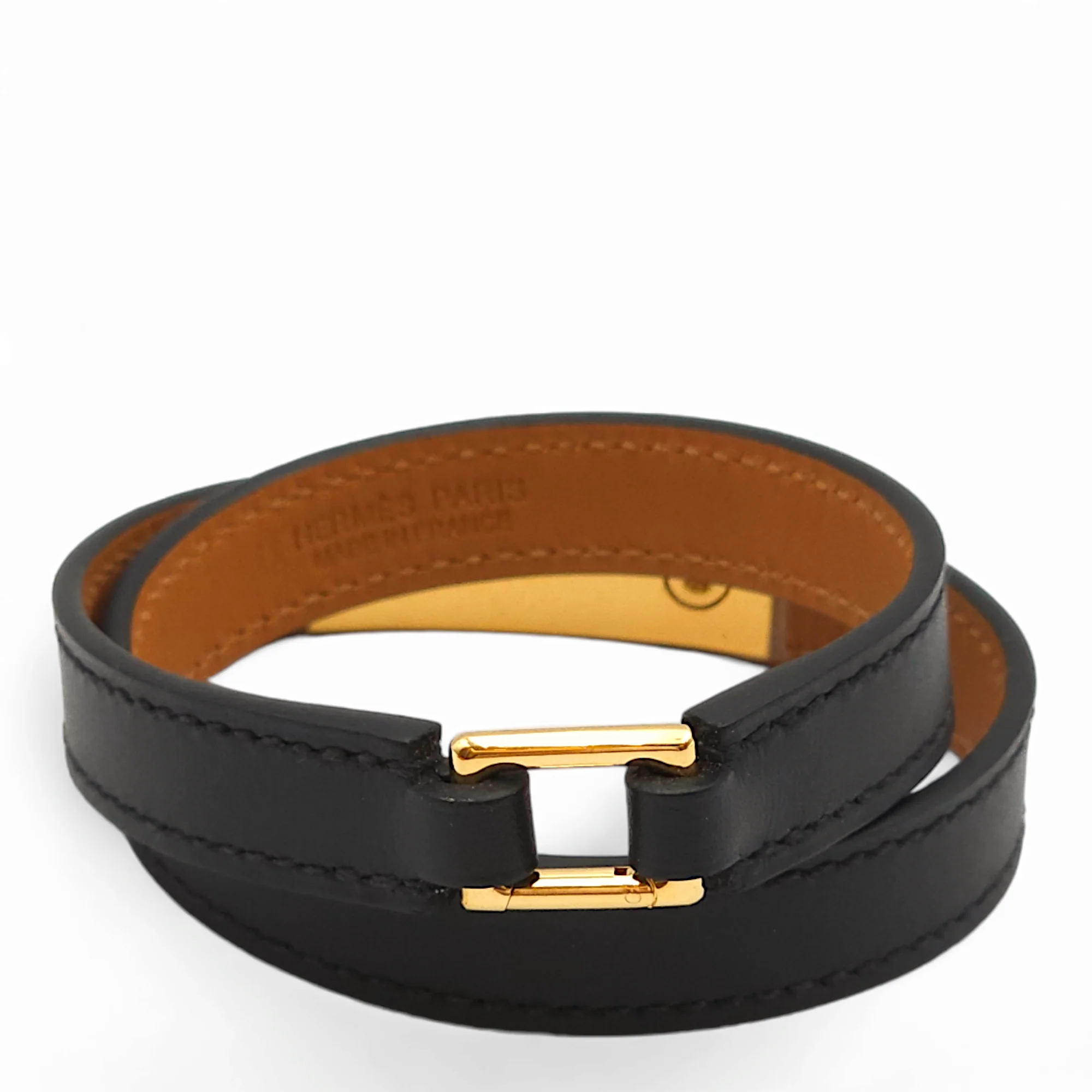 Rivale Double Tour Medium Black Bracelet in Chamonix, Gold hardware