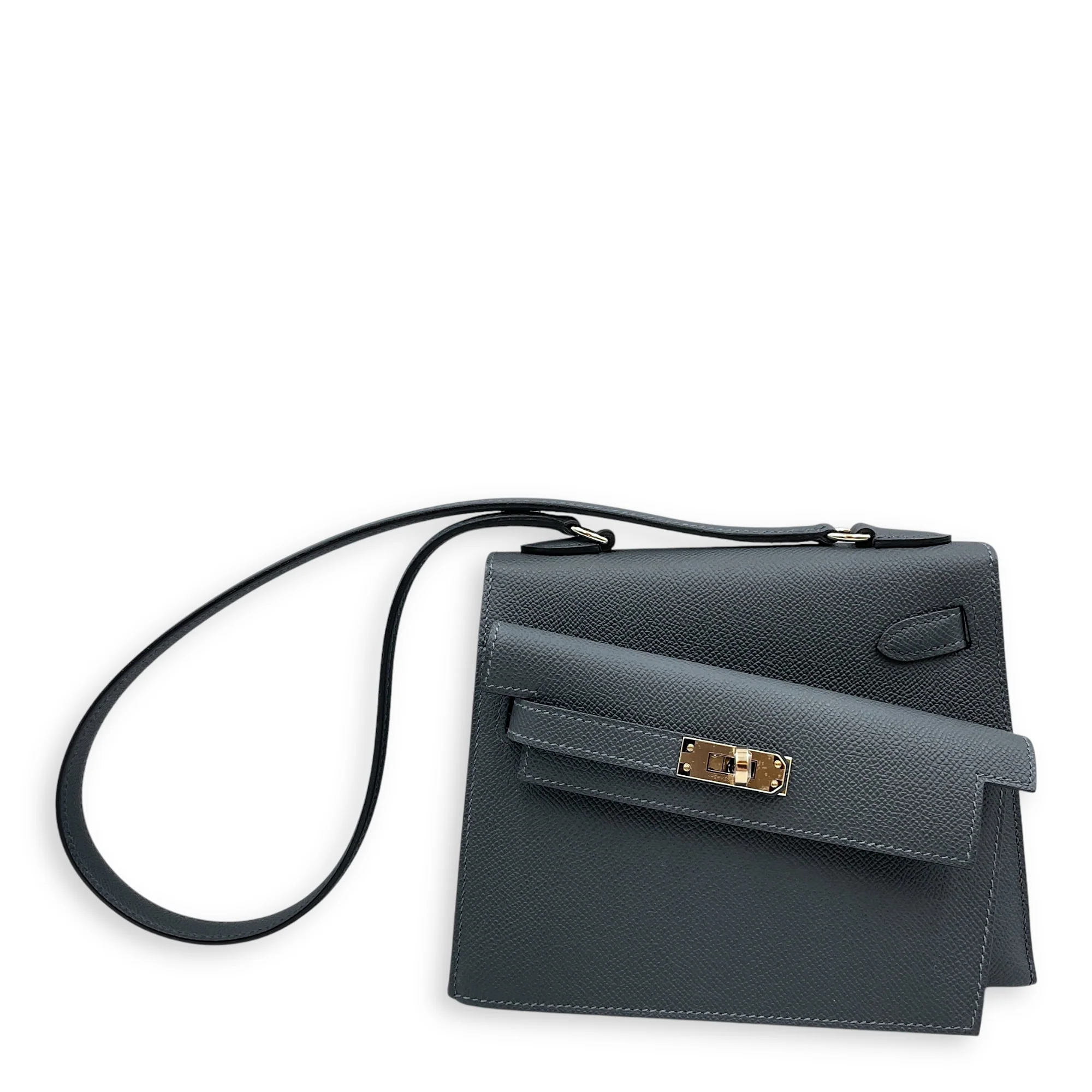 Sellier Kelly Desordre 20 Gris Misty in Epsom, Permabrass hardware