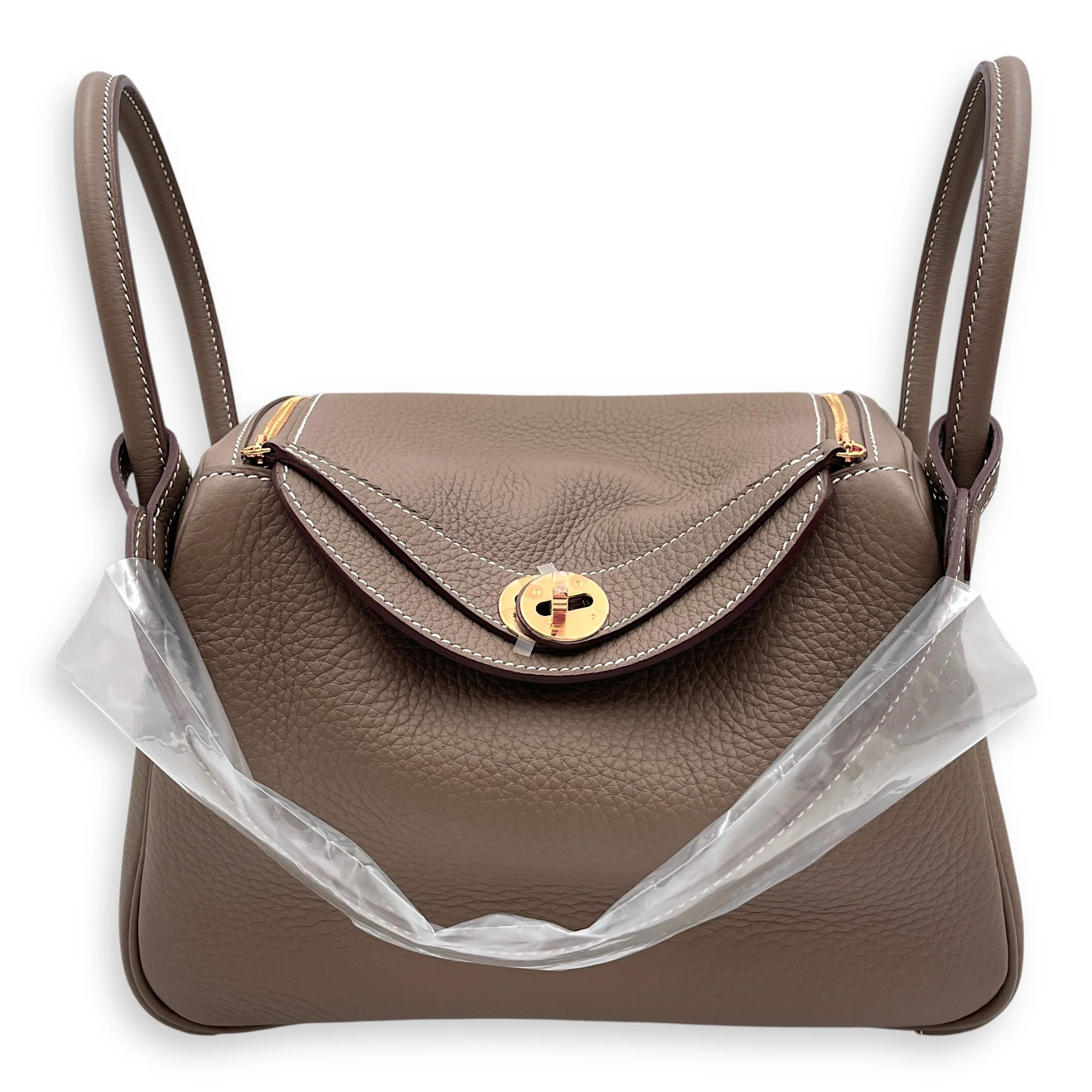 Lindy 26 Etoupe in Clemence, Gold hardware