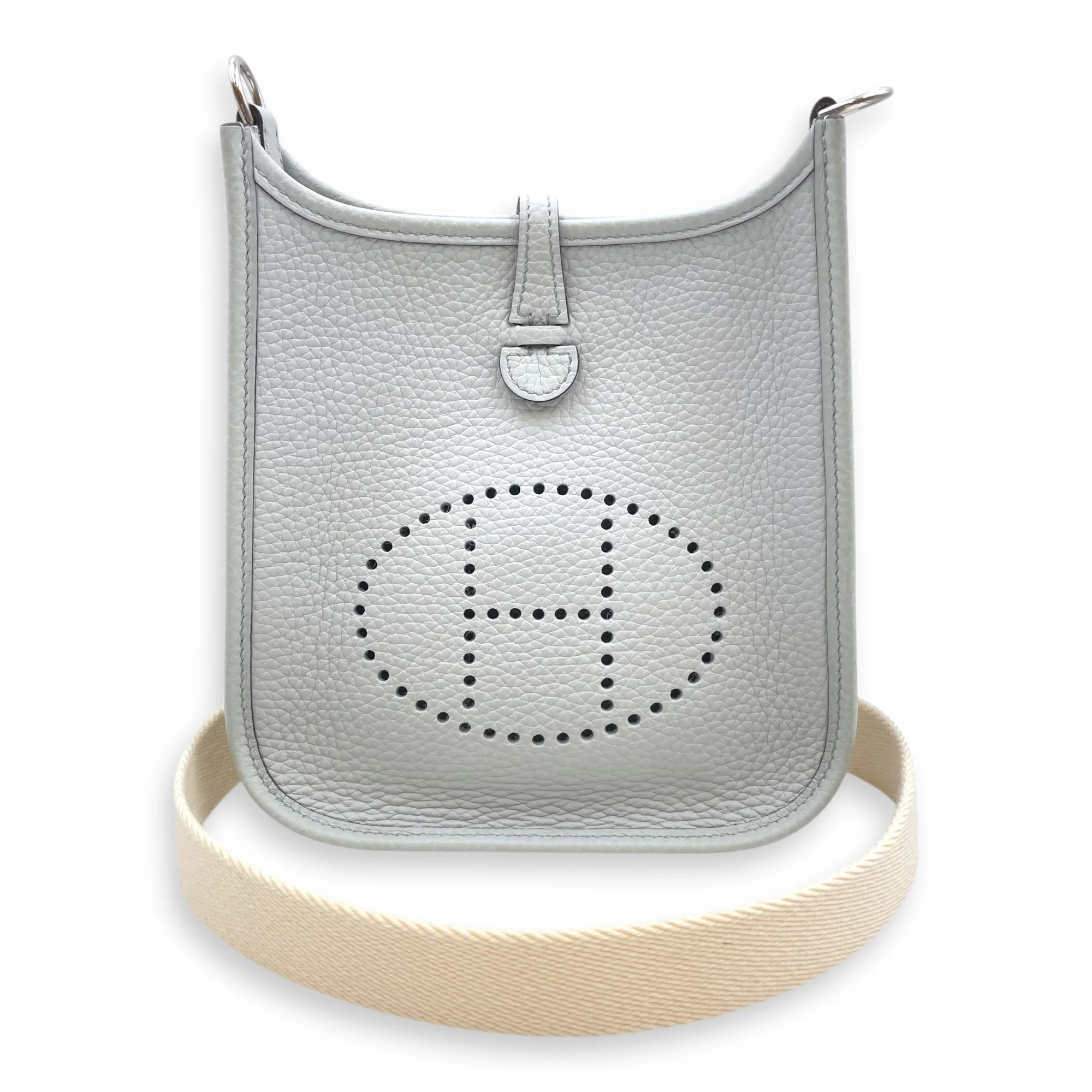 Evelyne Mini Blue Pale in Clemence, Palladium hardware