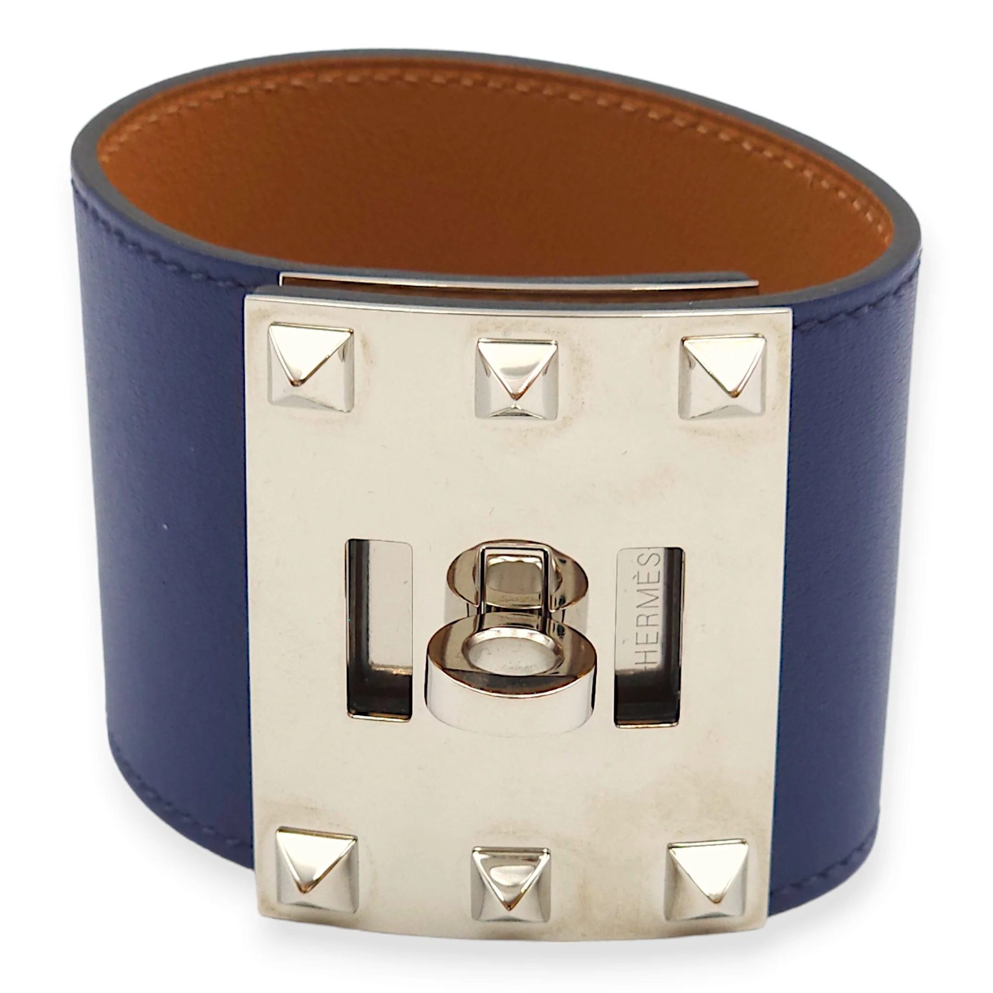Kelly Dog Extreme Small Blue Sapphire Bracelet in Swift, Palladium hardware
