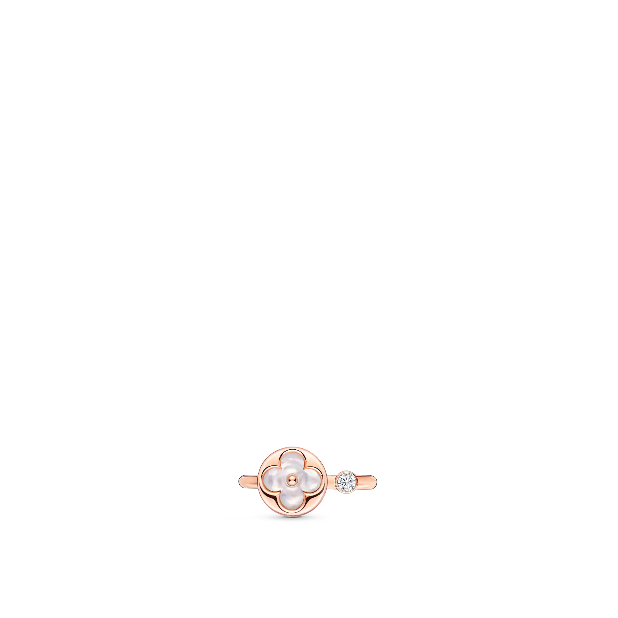Color Blossom Mini Sun Ring, Pink Gold, White Mother-Of-Pearl And Diamond