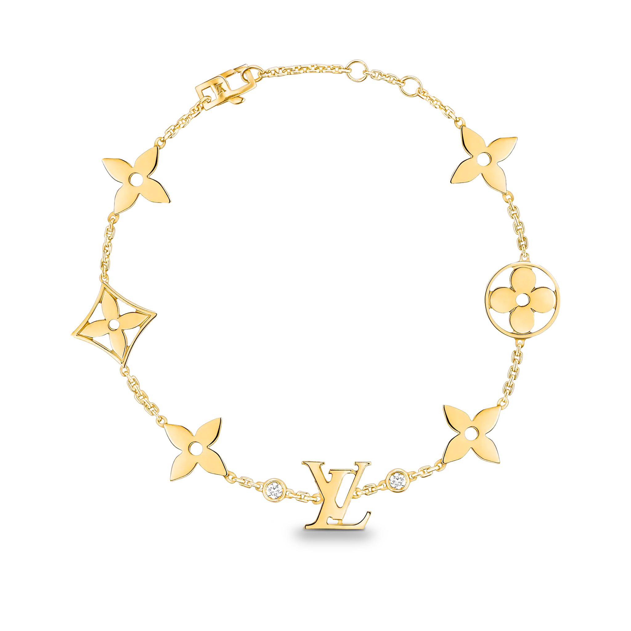 IDYLLE BLOSSOM MONOGRAM BRACELET, YELLOW GOLD AND DIAMONDS