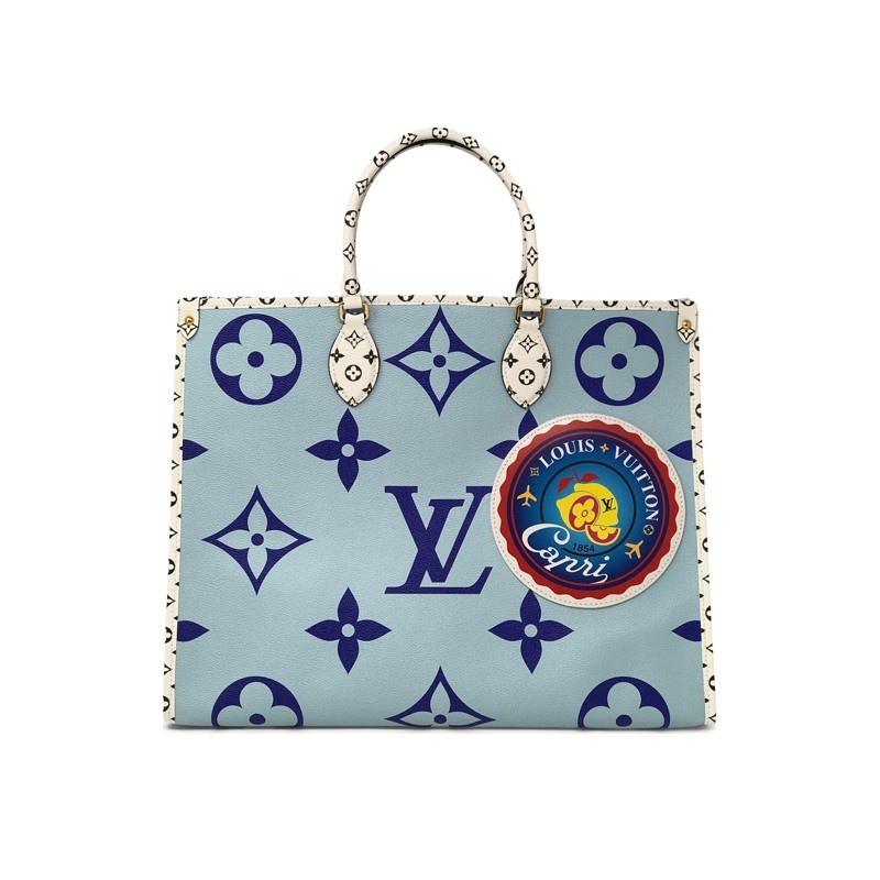 Monogram Giant Onthego Capri Blue Coated Canvas To
