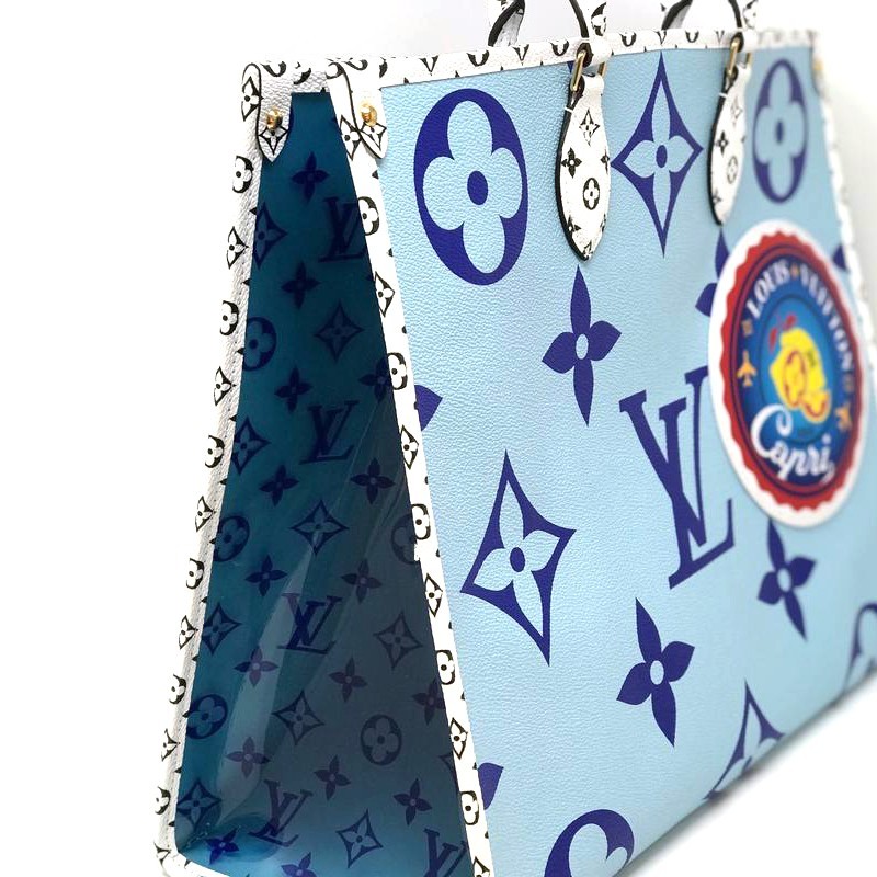 Monogram Giant Onthego Capri Blue Coated Canvas To