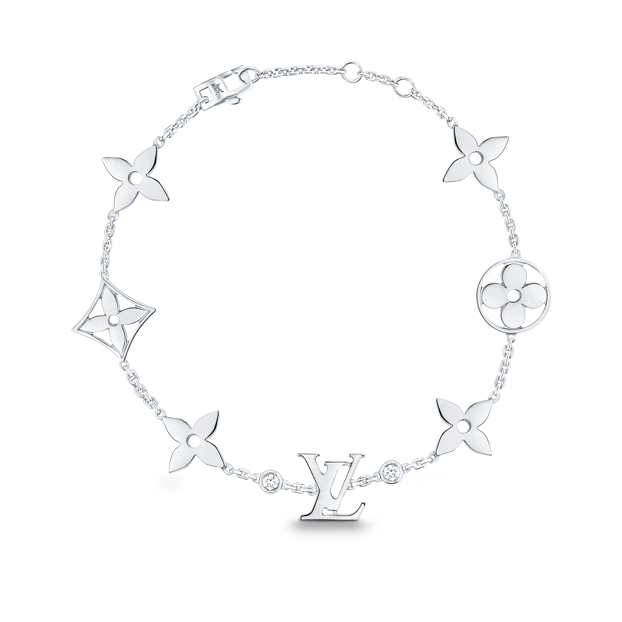 IDYLLE BLOSSOM MONOGRAM BRACELET, WHITE GOLD AND DIAMONDS