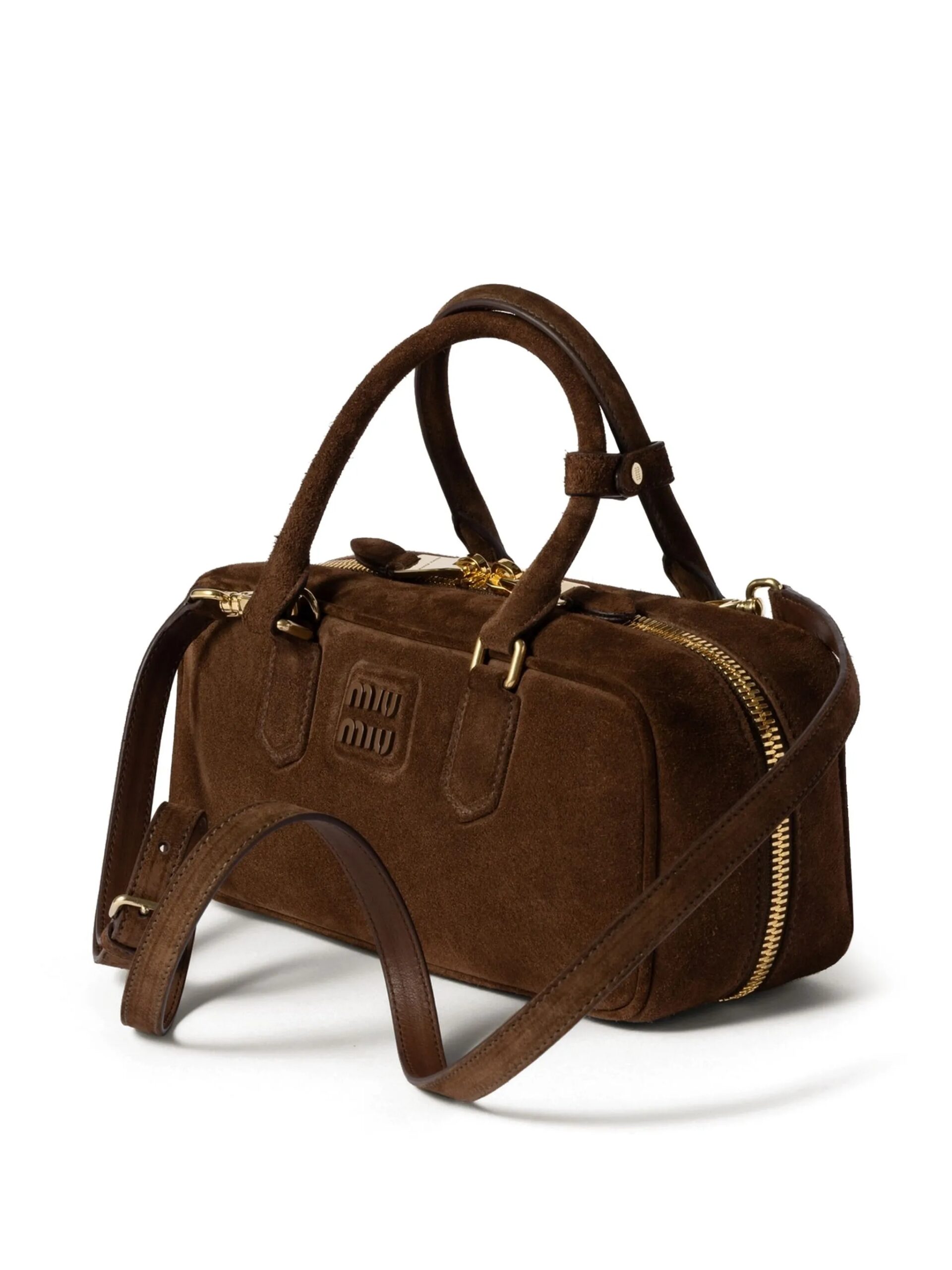 MiuMiu Arcadie padded suede top-handle bag