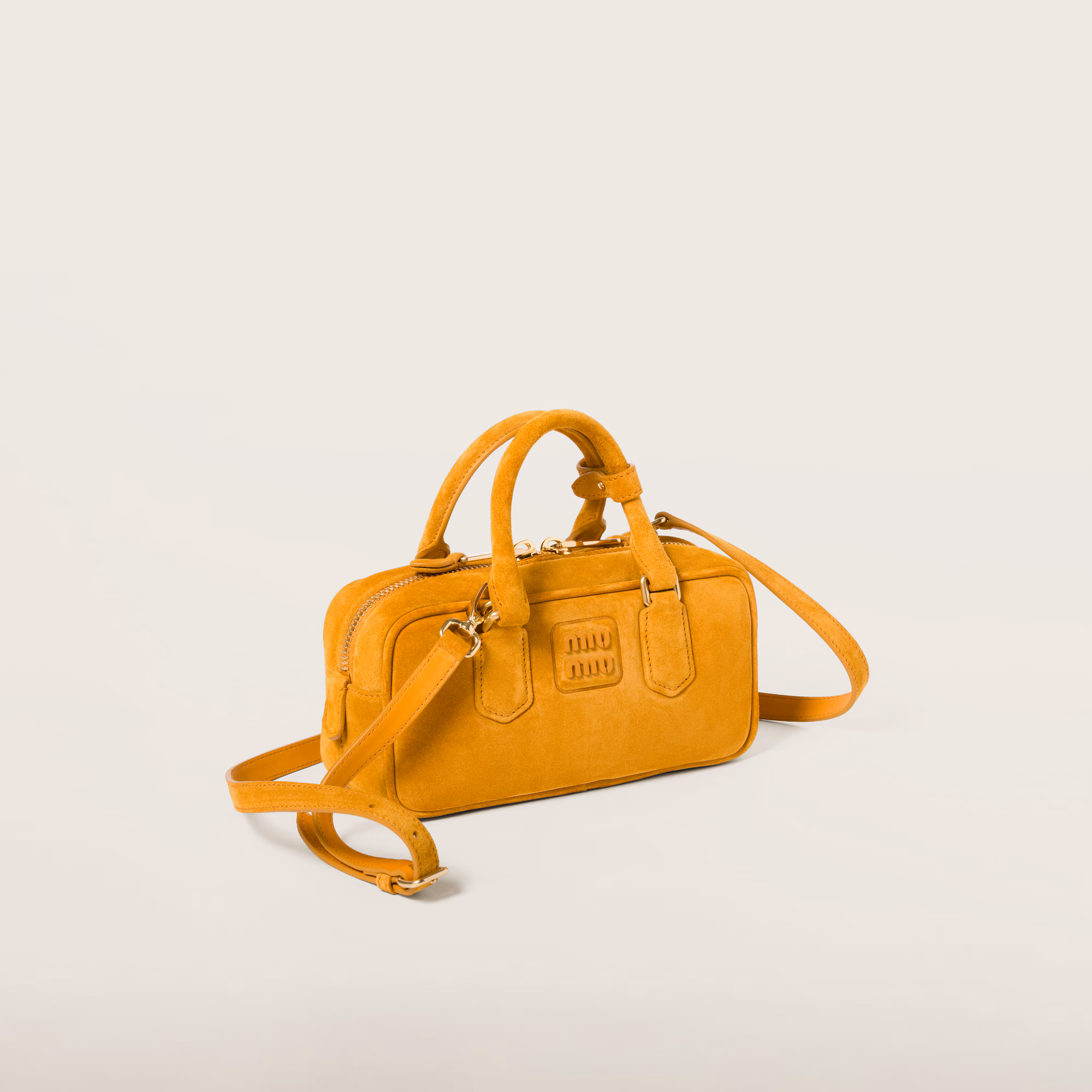 MiuMiu Arcadie padded suede top-handle bag