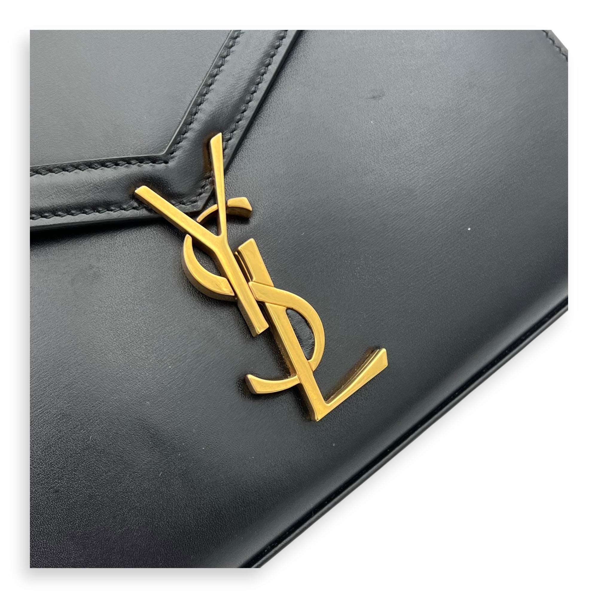Cassandra Top Handle Bag Black in Calfskin, Gold hardware