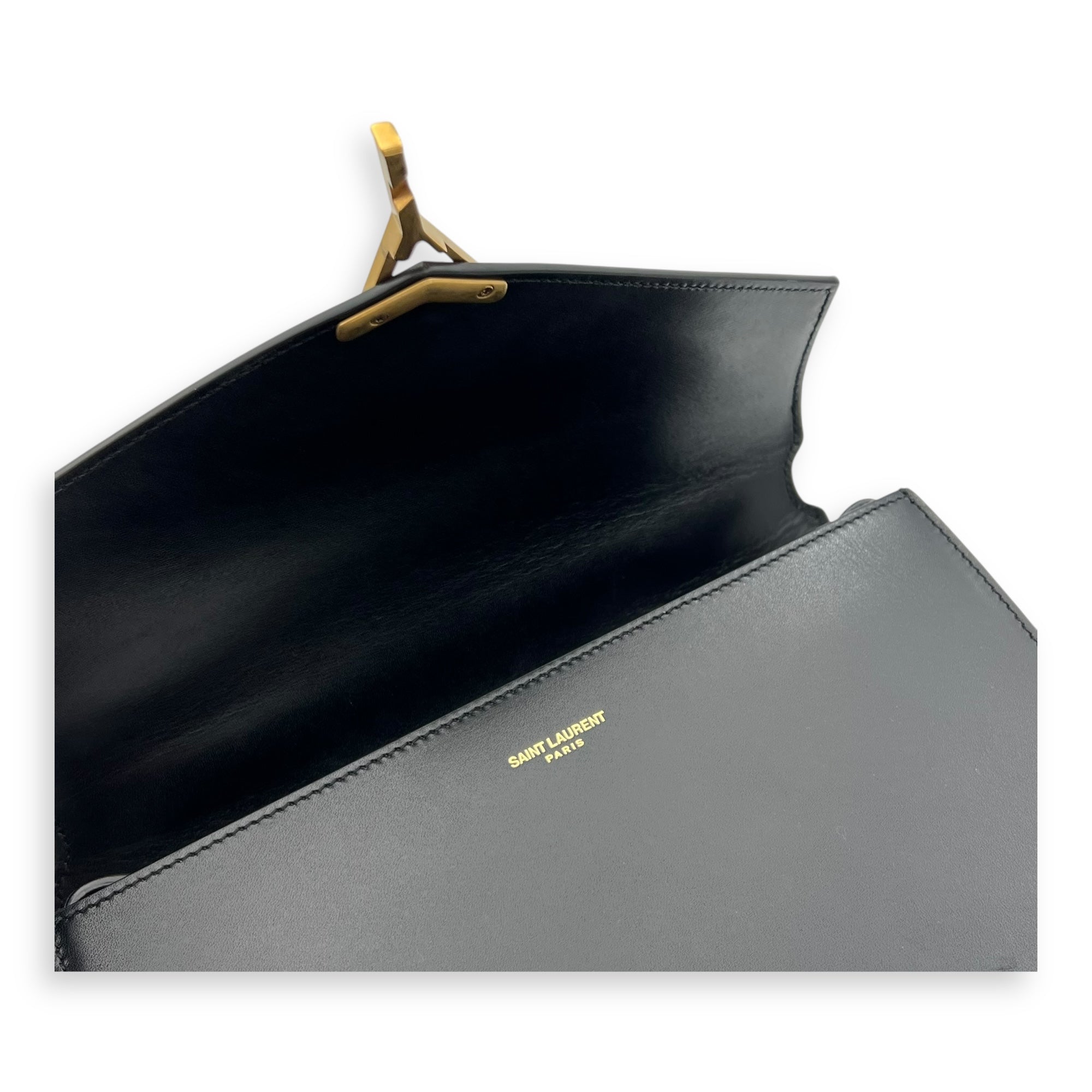 Cassandra Top Handle Bag Black in Calfskin, Gold hardware