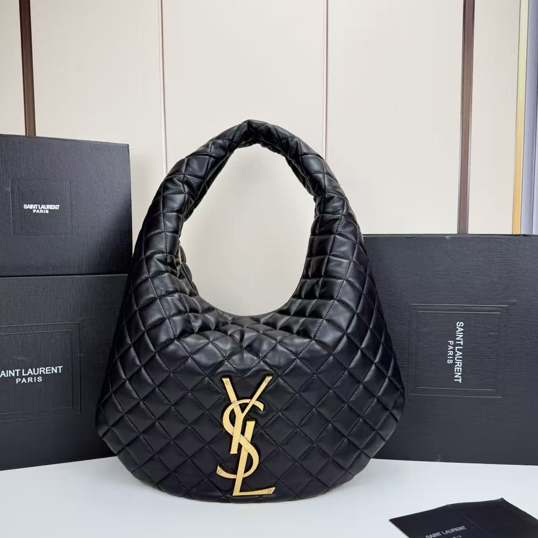 Saint Laurent YSL ICARE hobo in quilted nappa Bag - Black