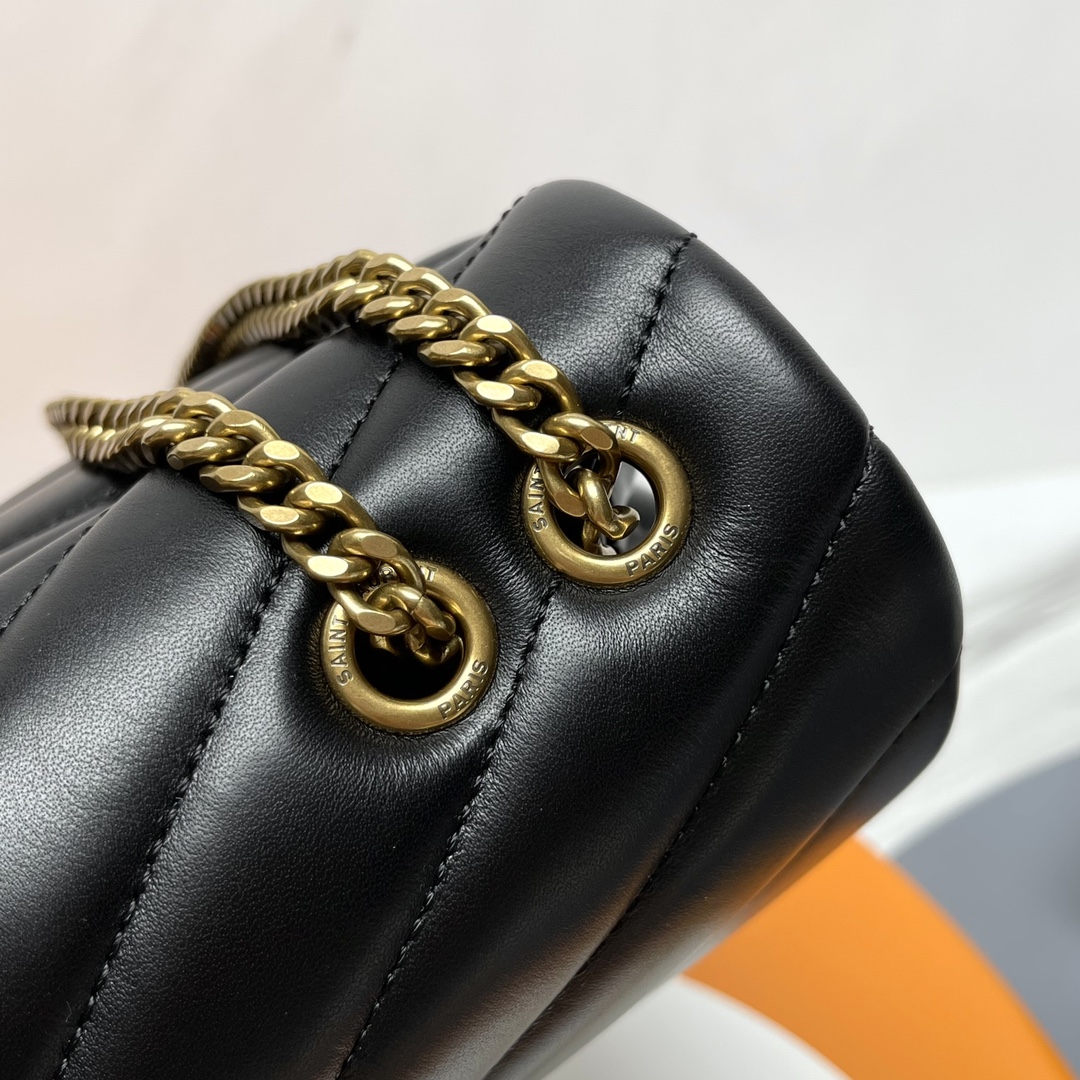 [TOP] SAINT LAURENT Loulou Small Quilted Leather Black Golden Hardware Shoulder Bag