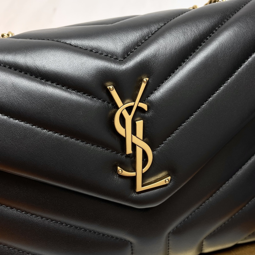 [TOP] SAINT LAURENT Loulou Small Quilted Leather Black Golden Hardware Shoulder Bag