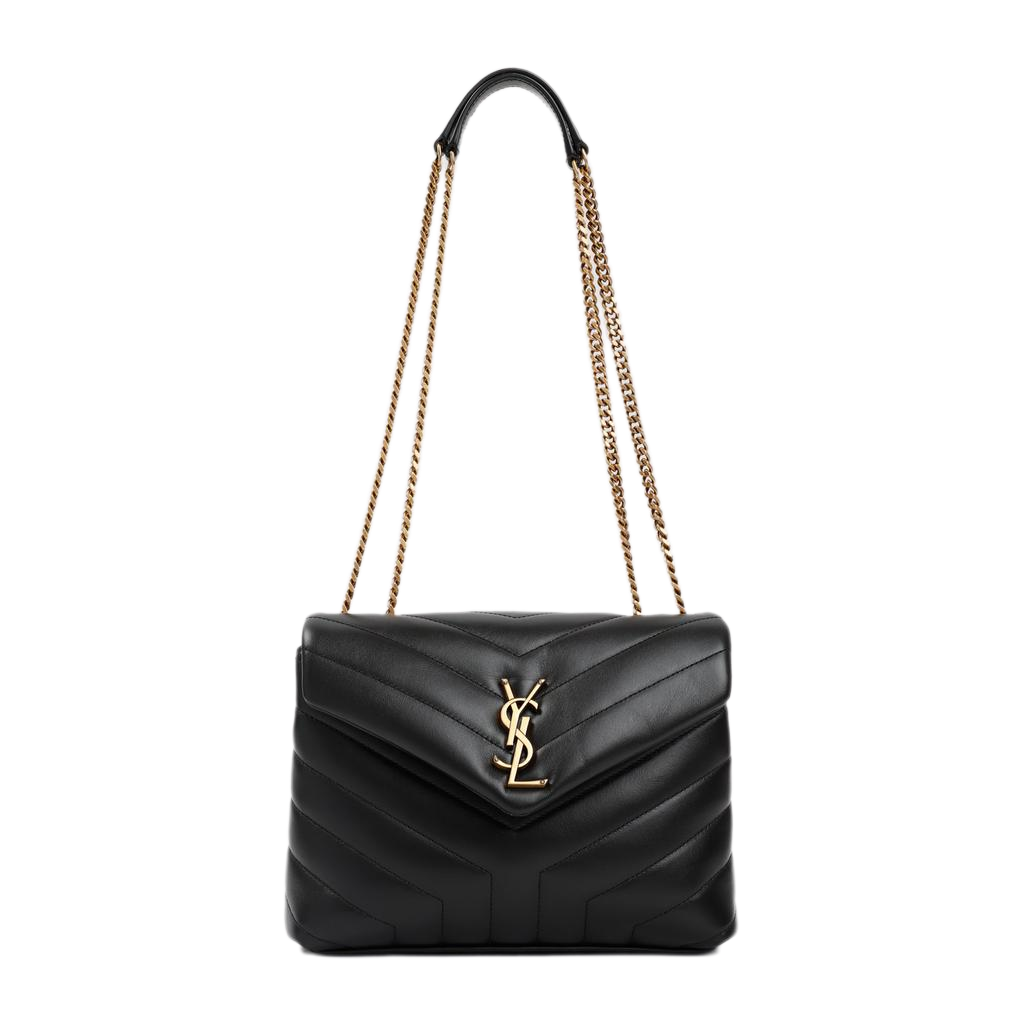 [TOP] SAINT LAURENT Loulou Small Quilted Leather Black Golden Hardware Shoulder Bag