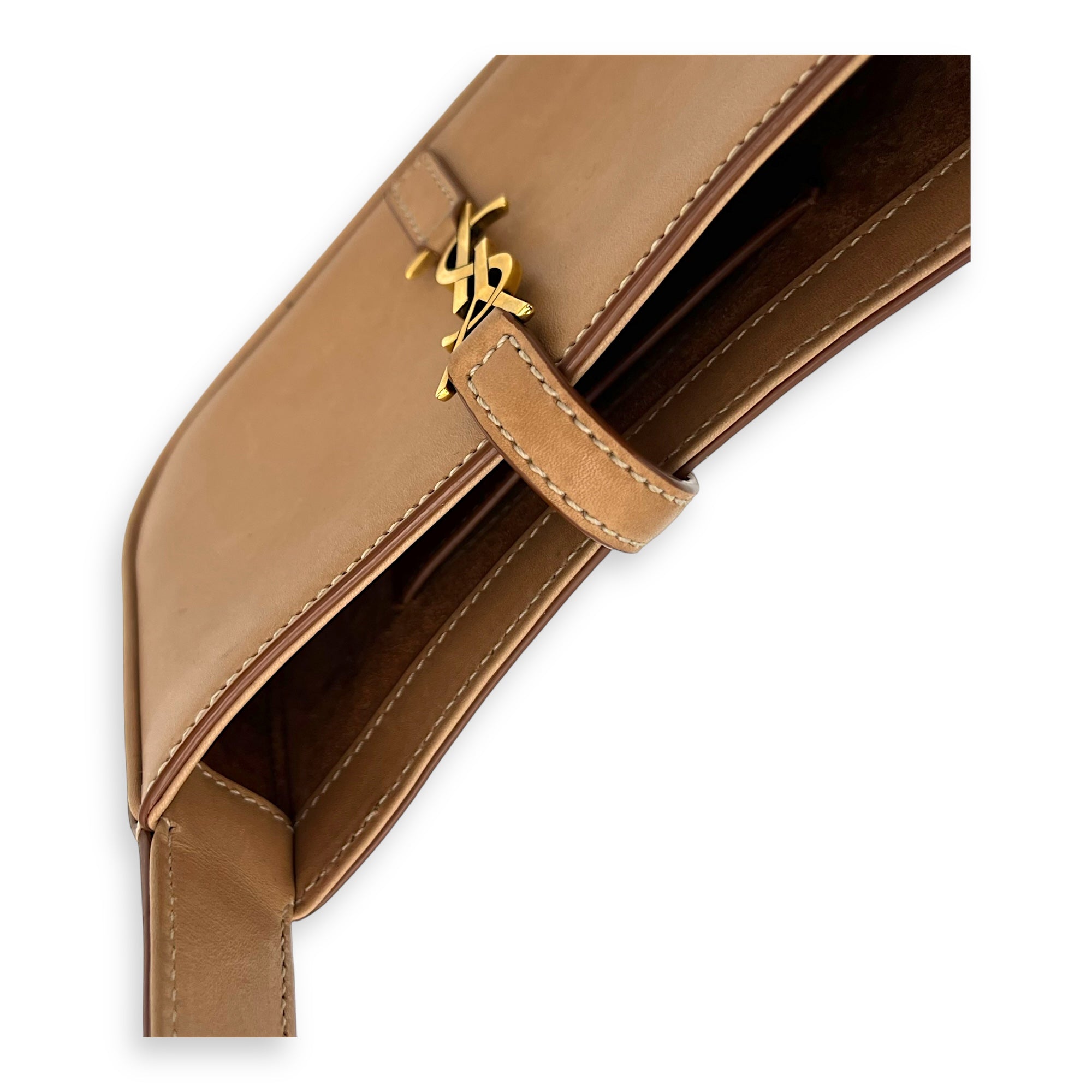 Le 5 A 7 Top Handle Bag Brown in Calfskin, Gold hardware
