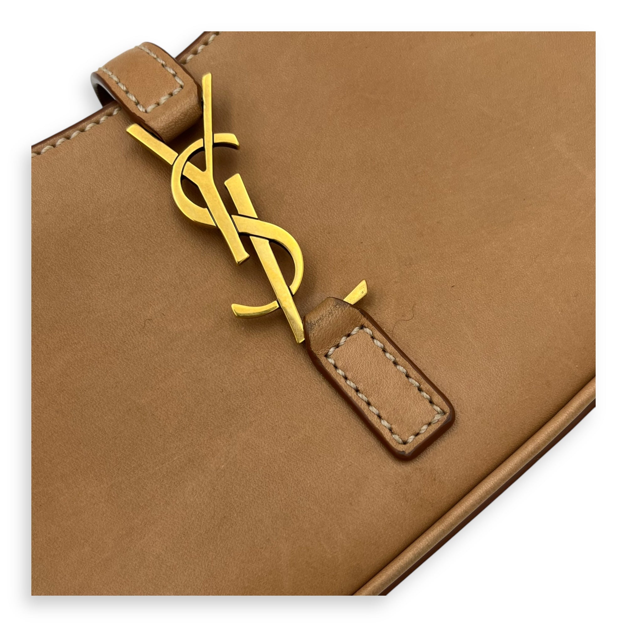 Le 5 A 7 Top Handle Bag Brown in Calfskin, Gold hardware
