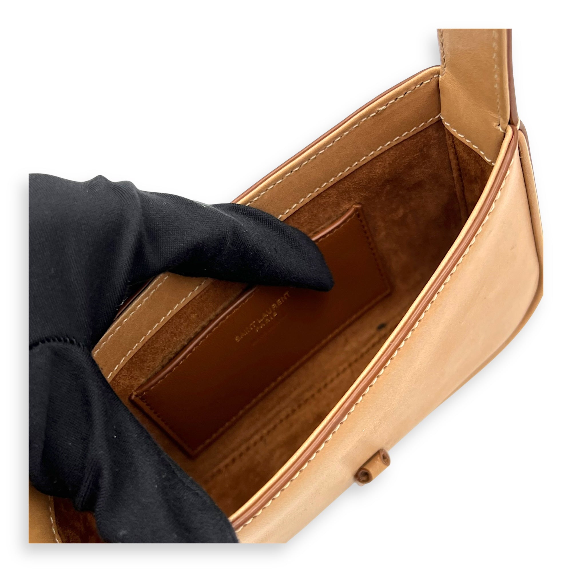 Le 5 A 7 Top Handle Bag Brown in Calfskin, Gold hardware