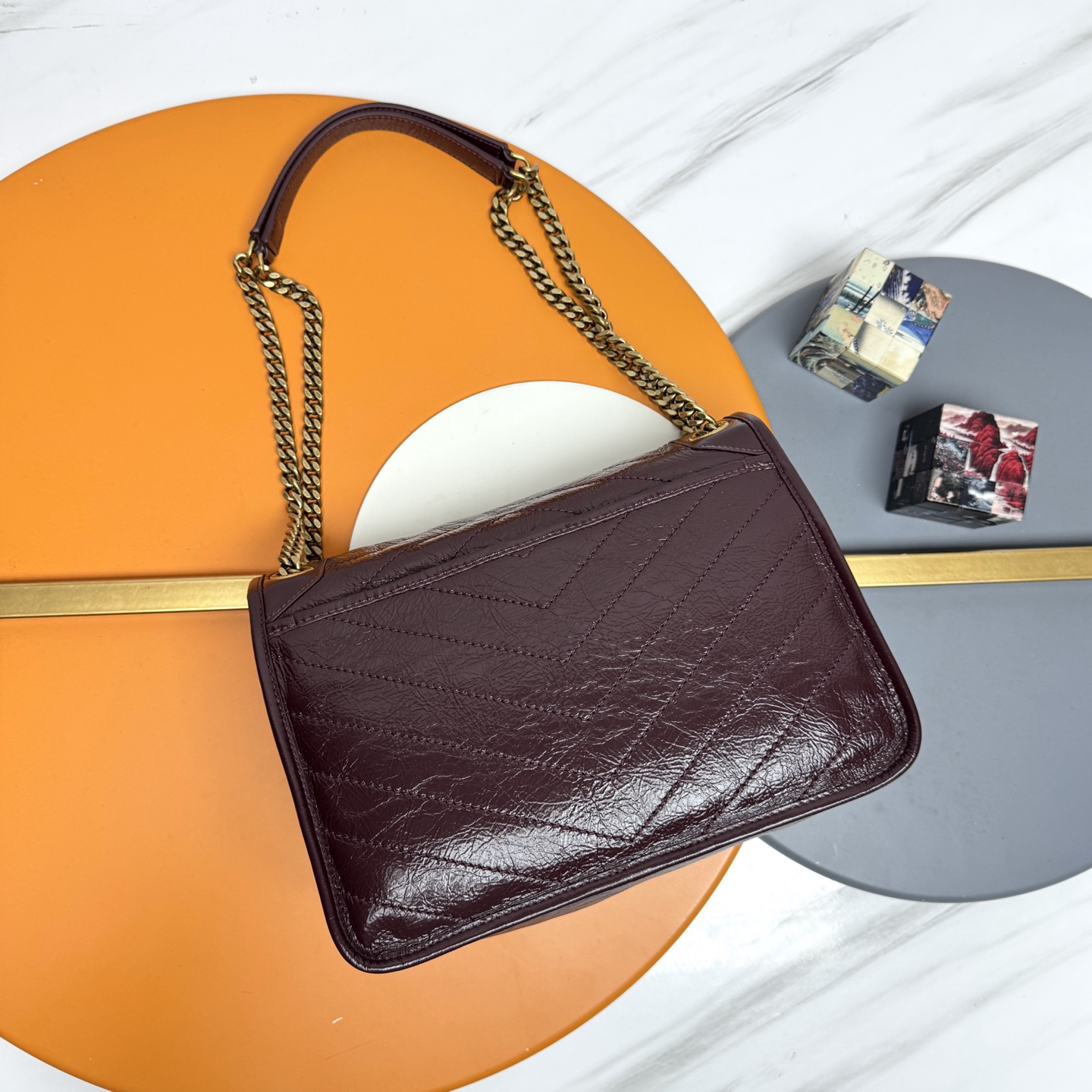 Saint Laurent YSL NIKI MEDIUM IN VINTAGE LEATHER Wine - Bag