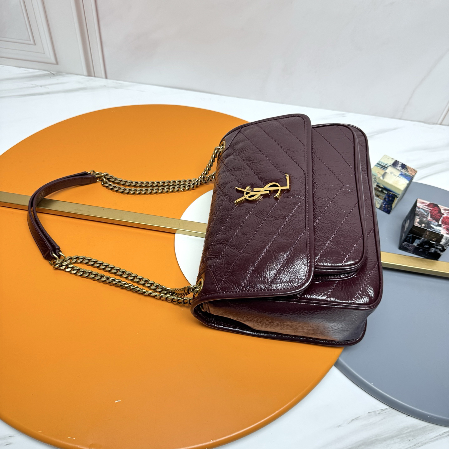 Saint Laurent YSL NIKI MEDIUM IN VINTAGE LEATHER Wine - Bag