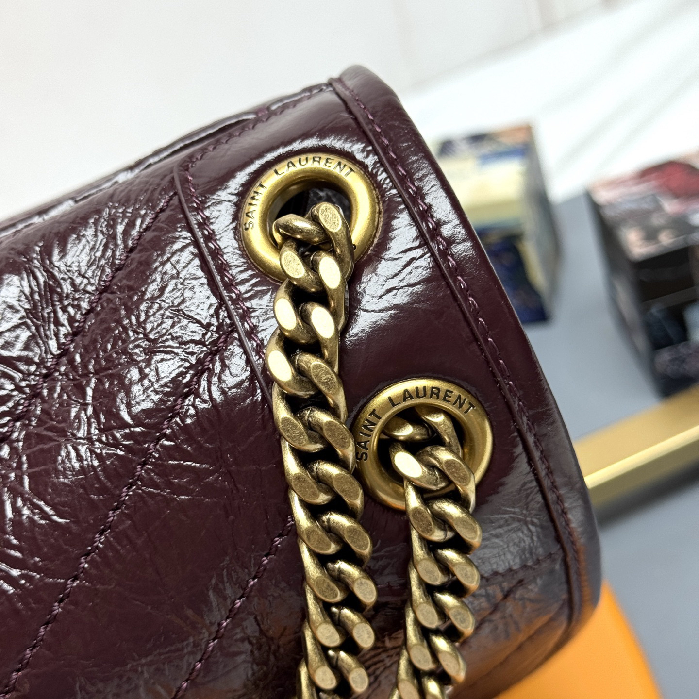 Saint Laurent YSL NIKI MEDIUM IN VINTAGE LEATHER Wine - Bag