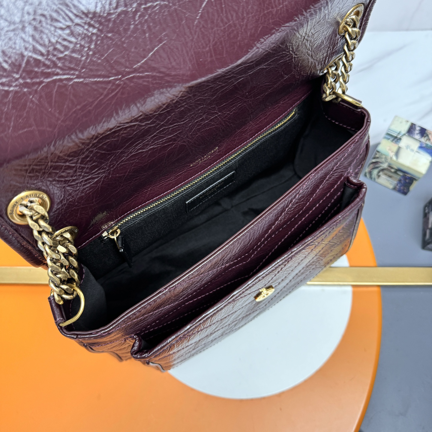 Saint Laurent YSL NIKI MEDIUM IN VINTAGE LEATHER Wine - Bag