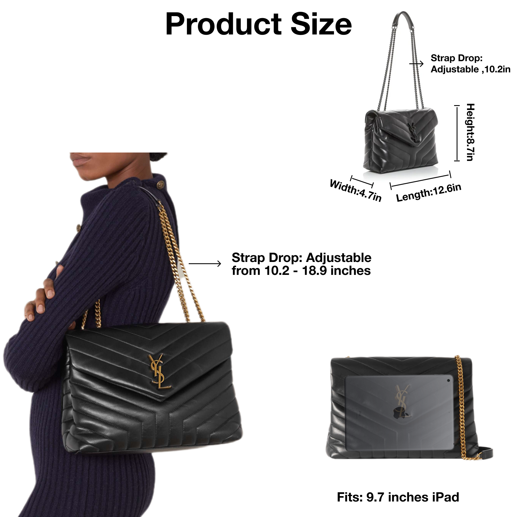 SAINT LAURENT Loulou medium quilted leather shoulder bag black - Bag