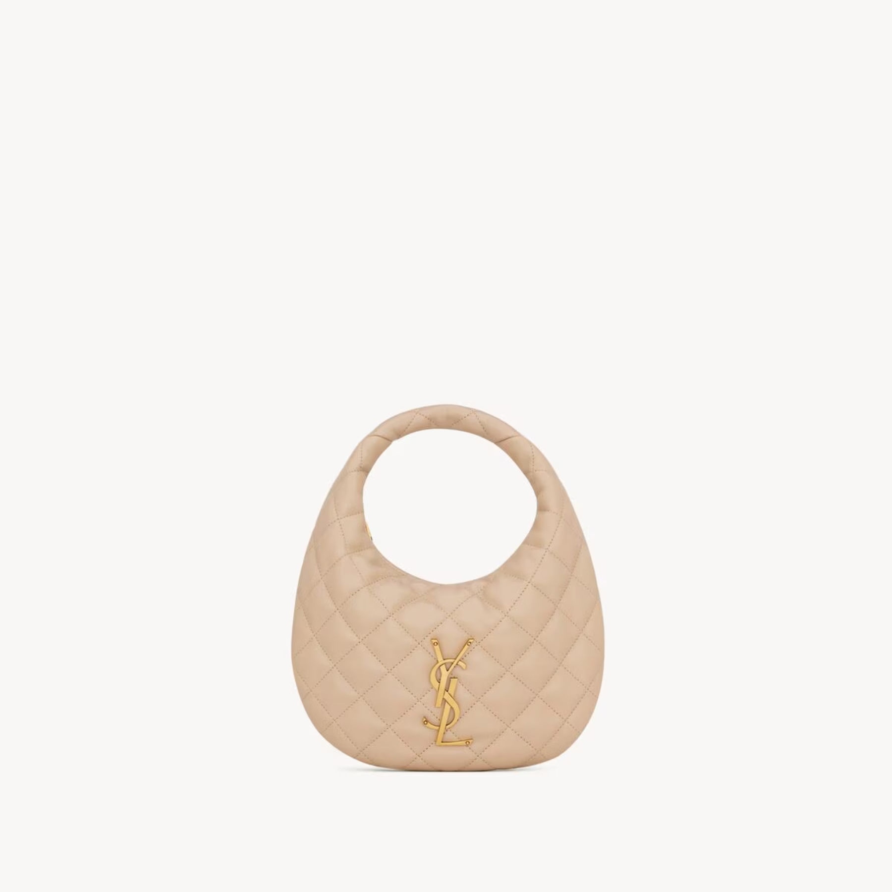 [TOP]Saint Laurent YSL IICARINO in quilted suede Hobo Bag - DARK BEIGE