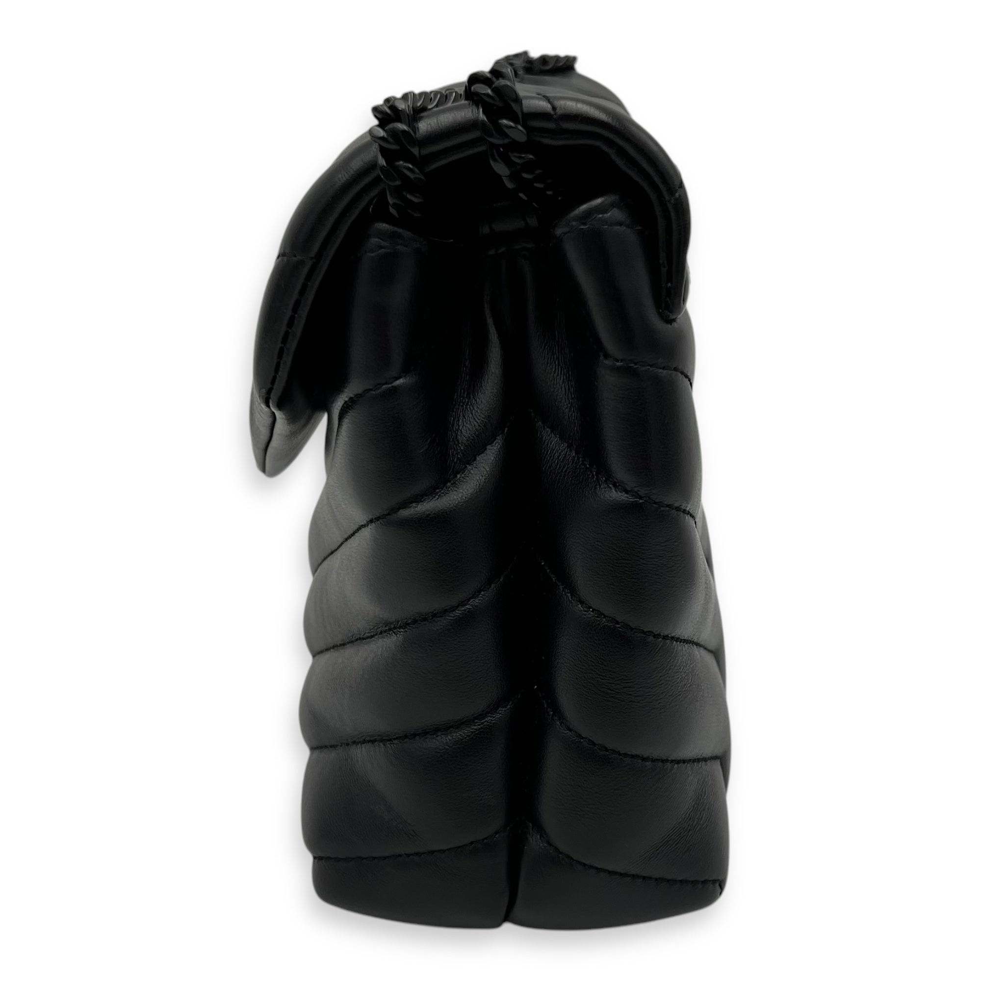 Loulou Shoulder Bag Black in Calfskin, Lacquered Metal hardware