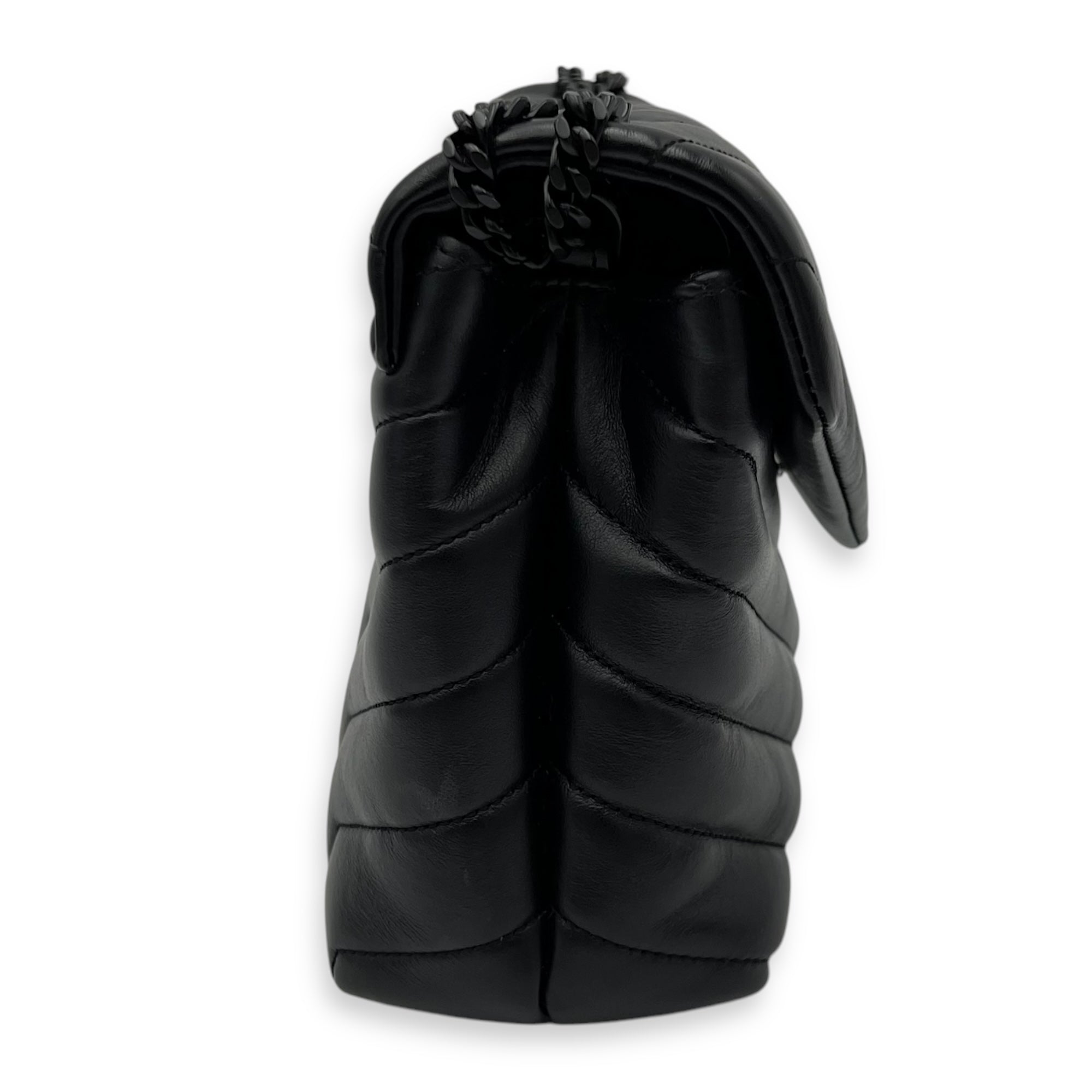 Loulou Shoulder Bag Black in Calfskin, Lacquered Metal hardware