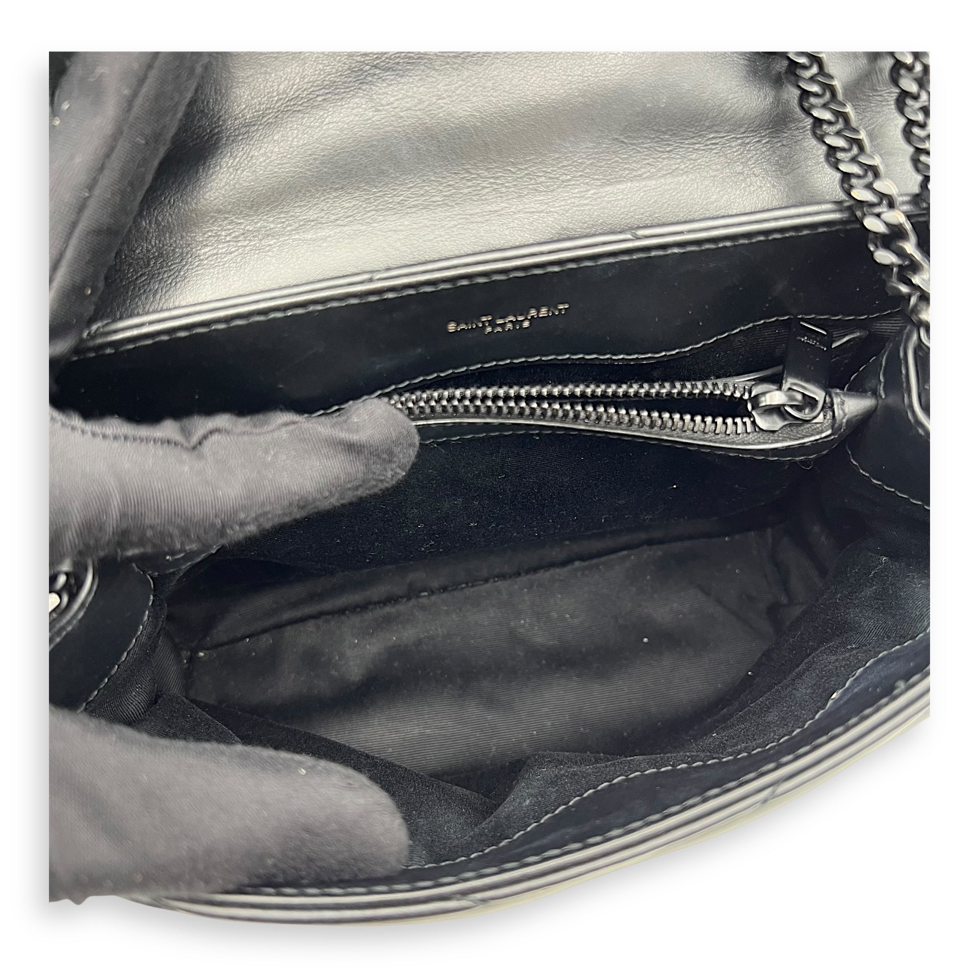 Loulou Shoulder Bag Black in Calfskin, Lacquered Metal hardware