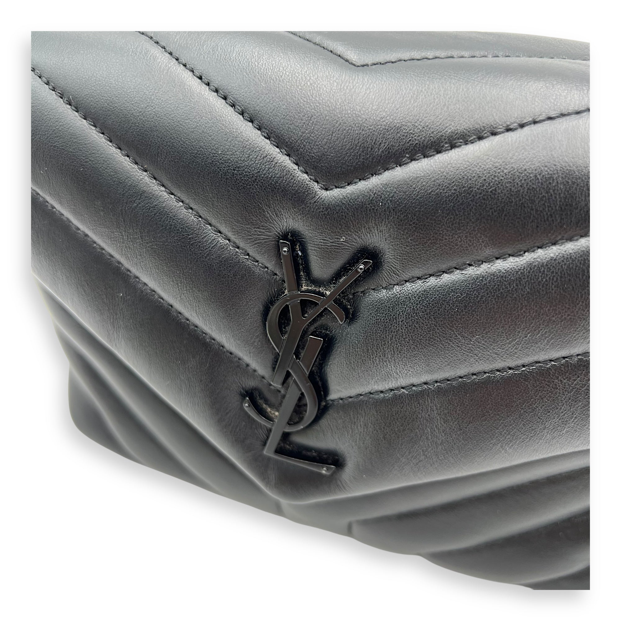 Loulou Shoulder Bag Black in Calfskin, Lacquered Metal hardware