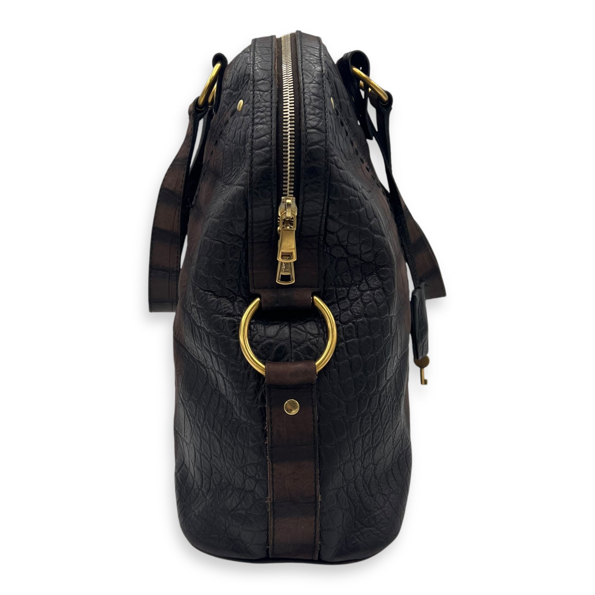 Muse Top Handle Bag Large Brown in Calfskin, Gold hardware