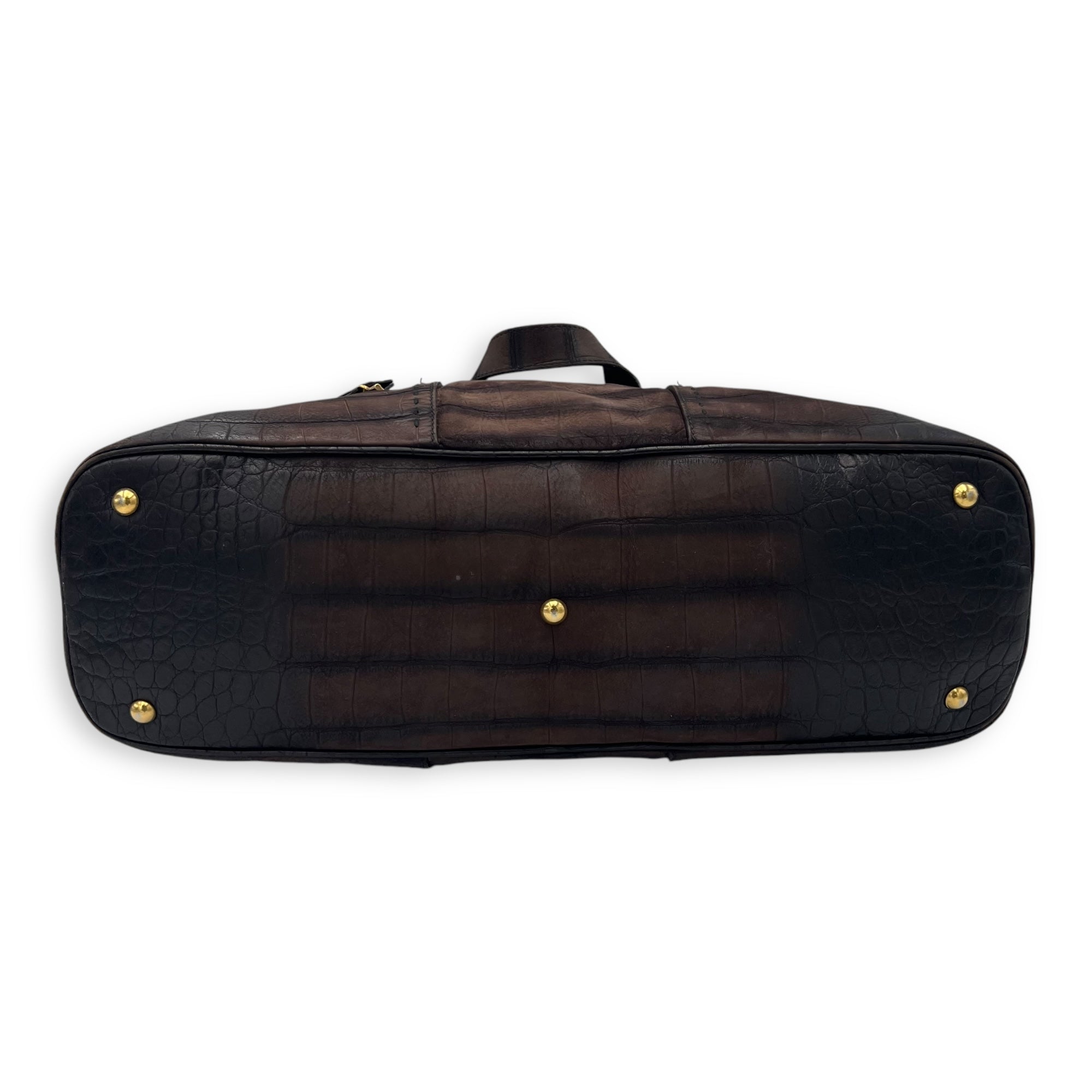 Muse Top Handle Bag Large Brown in Calfskin, Gold hardware