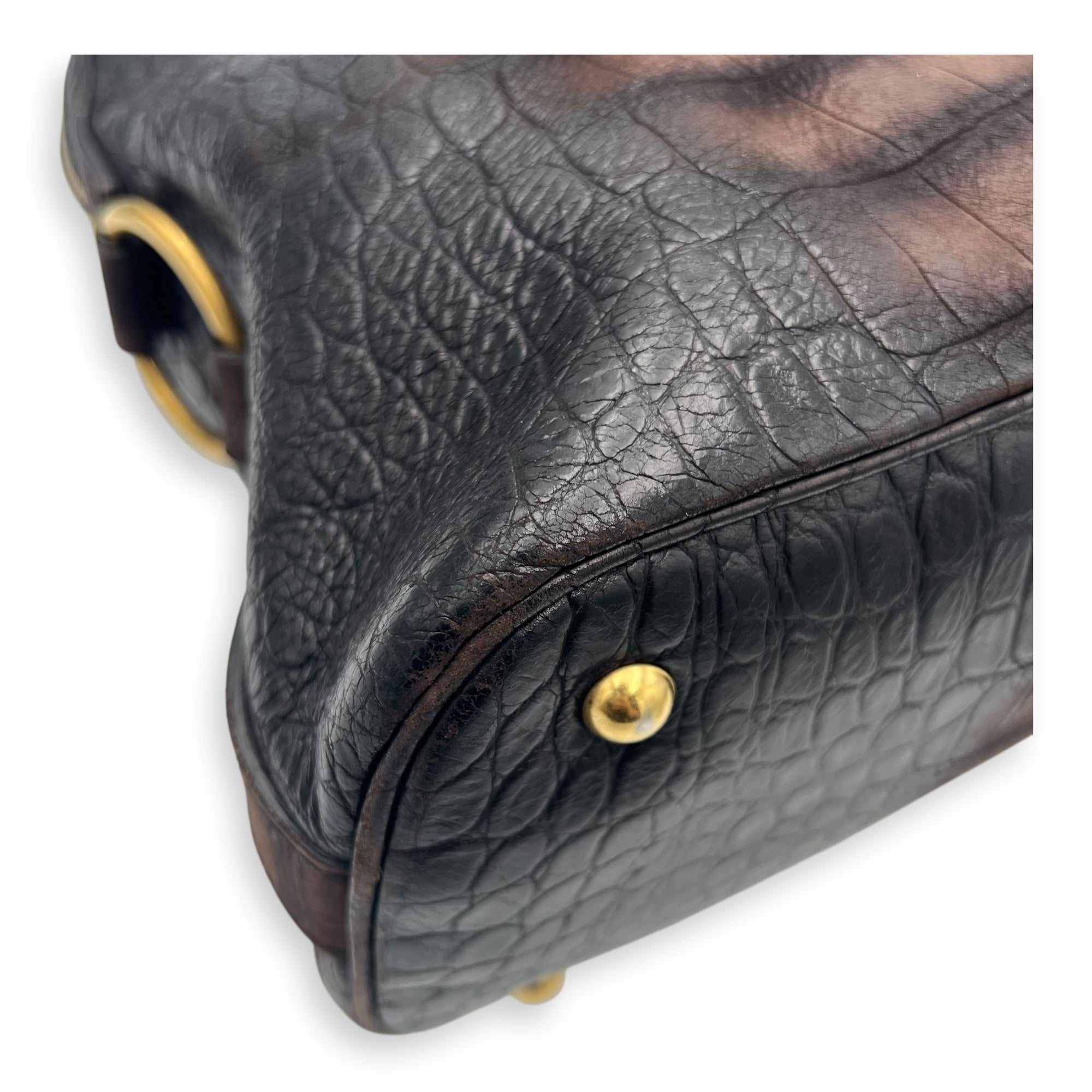 Muse Top Handle Bag Large Brown in Calfskin, Gold hardware