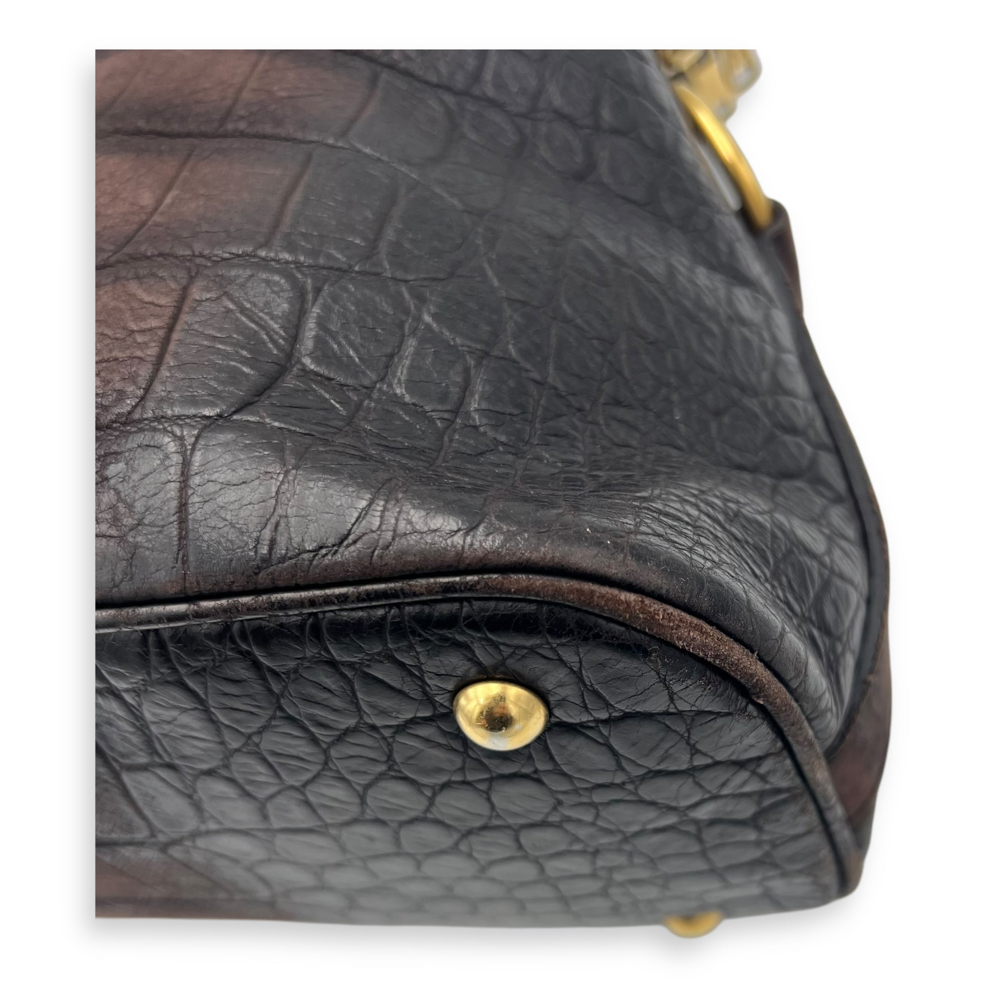 Muse Top Handle Bag Large Brown in Calfskin, Gold hardware