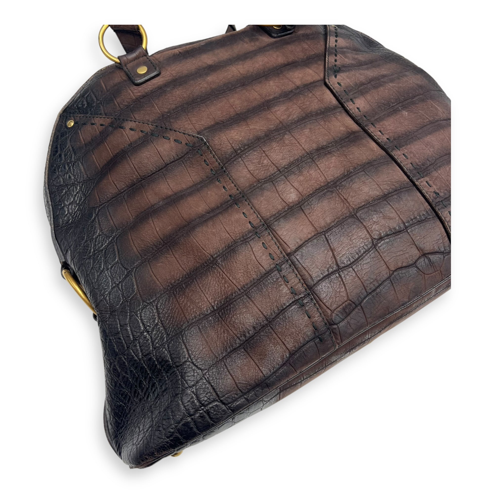 Muse Top Handle Bag Large Brown in Calfskin, Gold hardware
